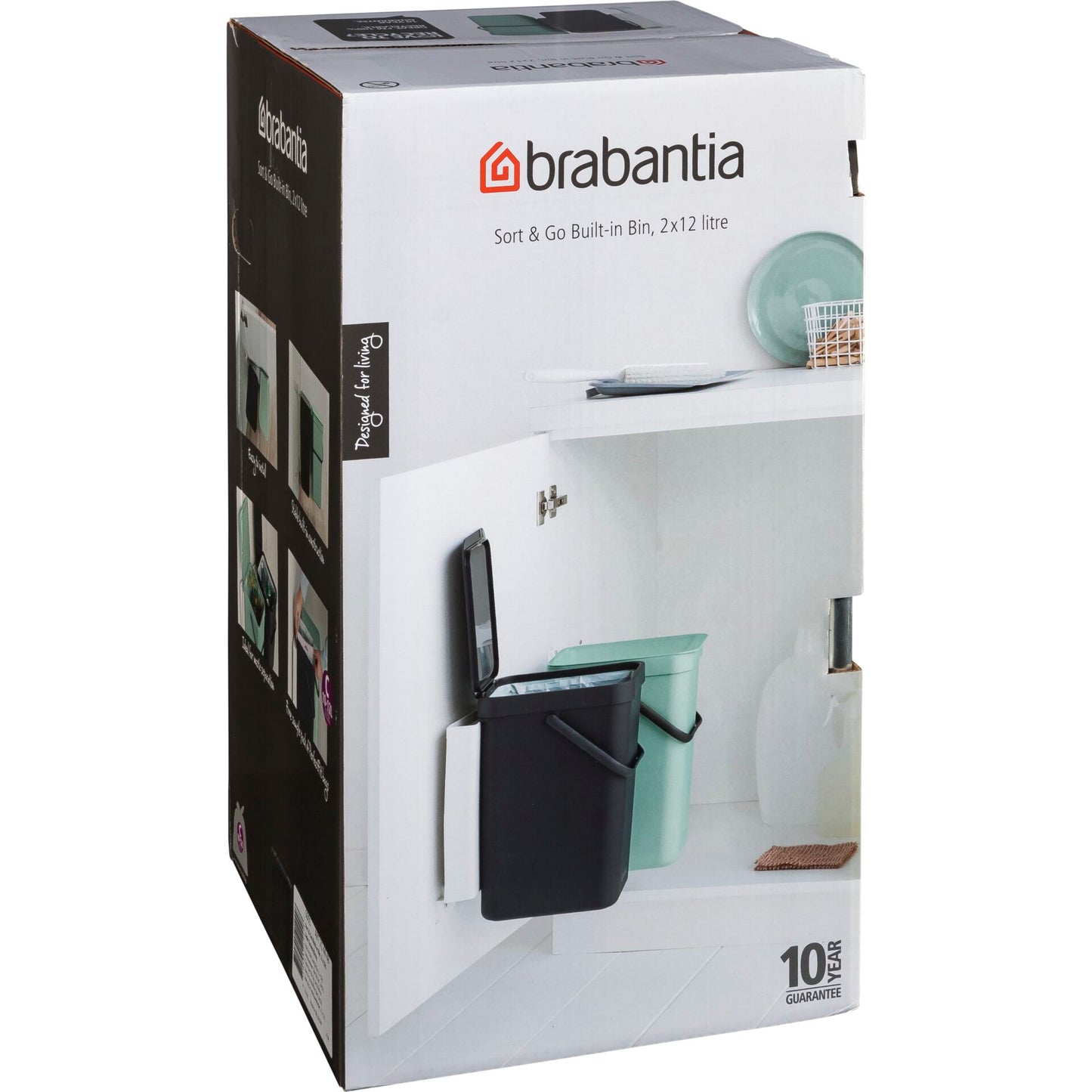 Brabantia Sort & Go Waste Bin 2 x 12 L Dark Grey & Jade Green