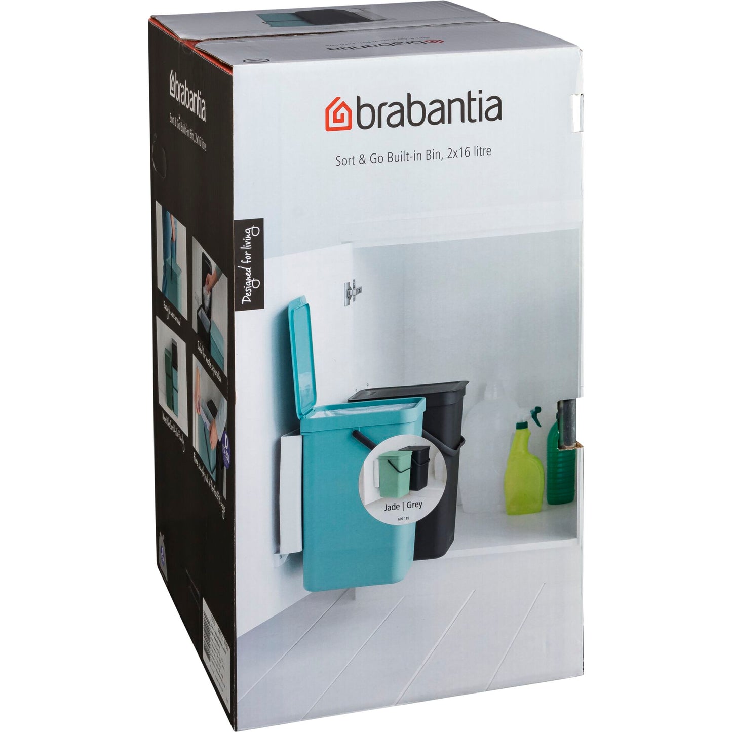 Brabantia Sort & Go Waste Bin 2 x 16 L Dark Grey & Jade Green