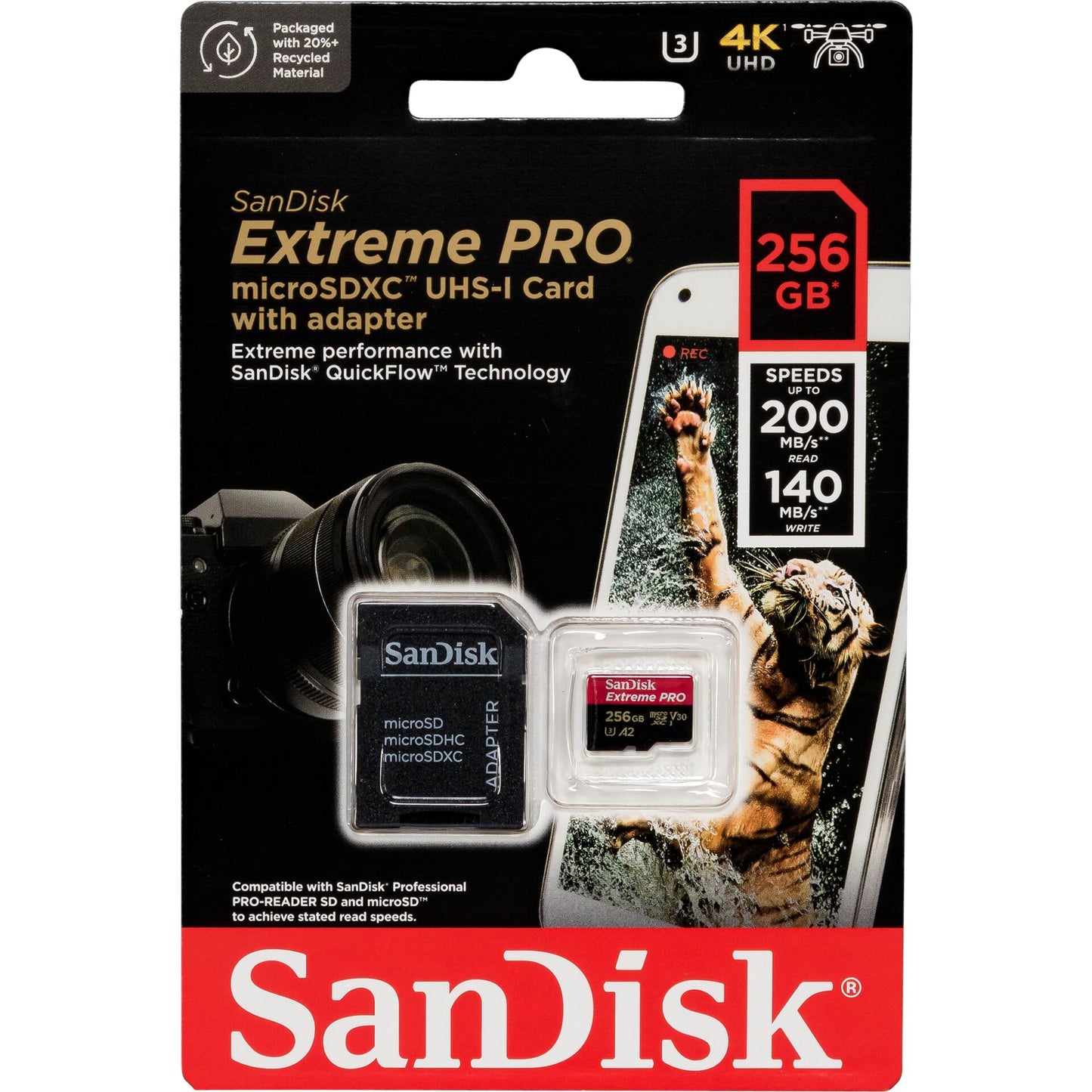 SanDisk microSDXC 256GB Extreme Pro A2 C10 V30 UHS-I U3