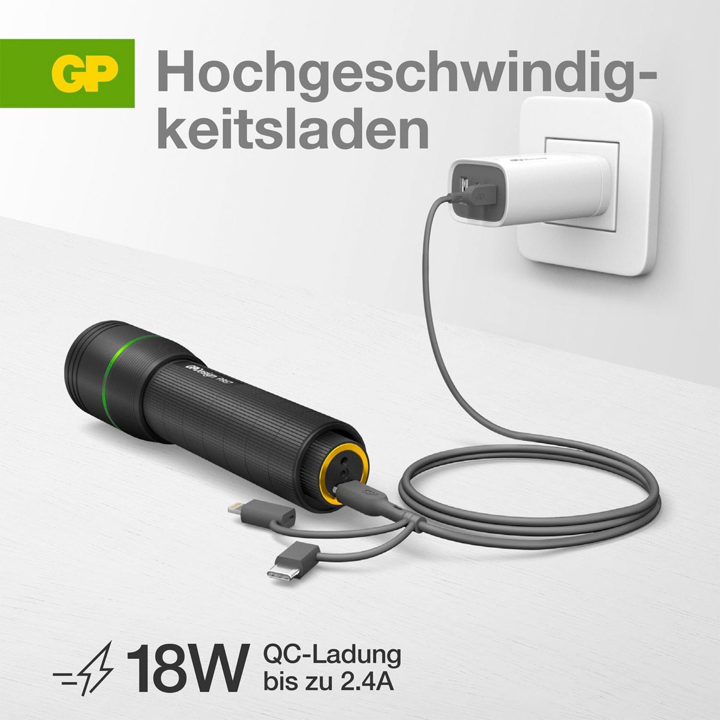 GP CY1N Lade & Sync Cable 1m 3in1 USB-A to Micro/USB-C/Light
