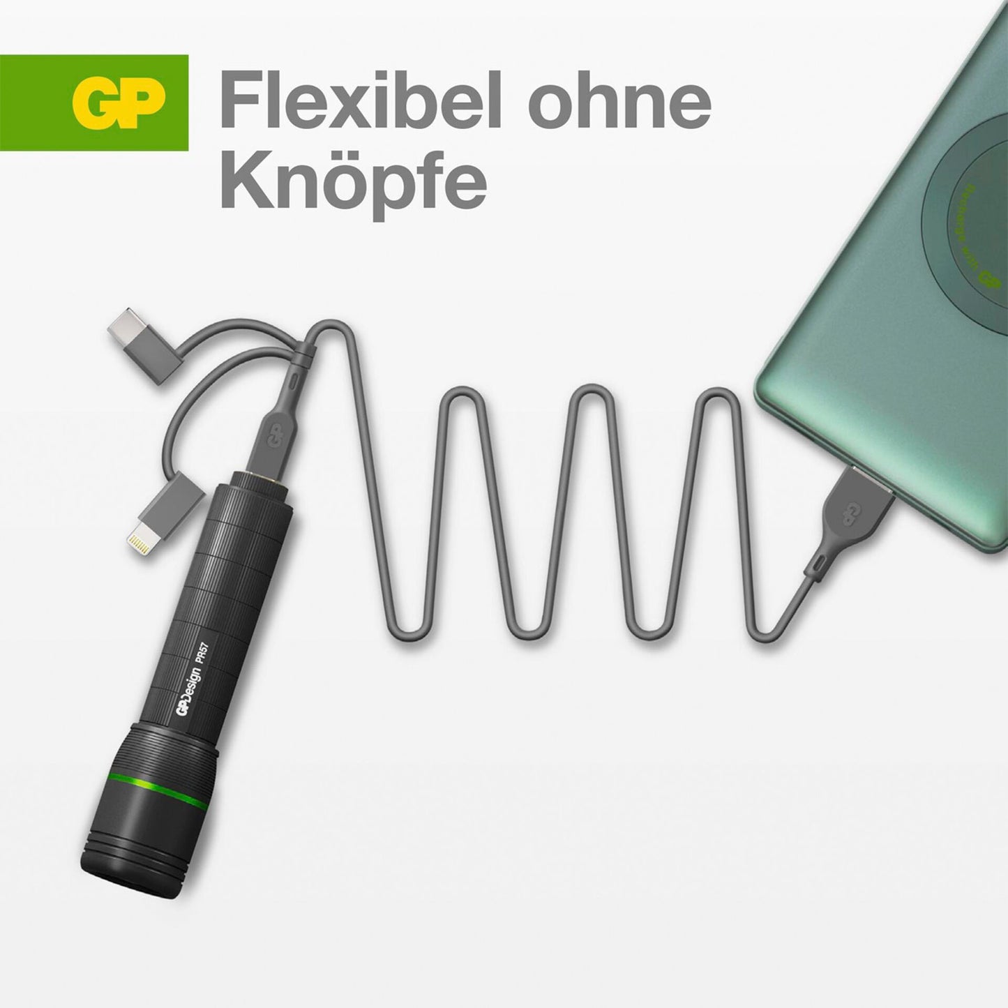 GP CY1N Lade & Sync Cable 1m 3in1 USB-A to Micro/USB-C/Light