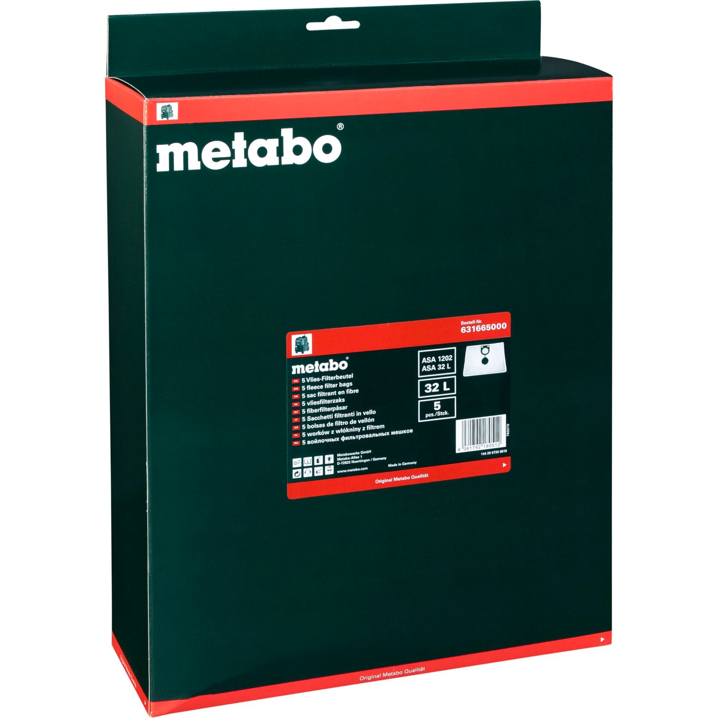 Metabo 5 Fleece Filter Bags 32l