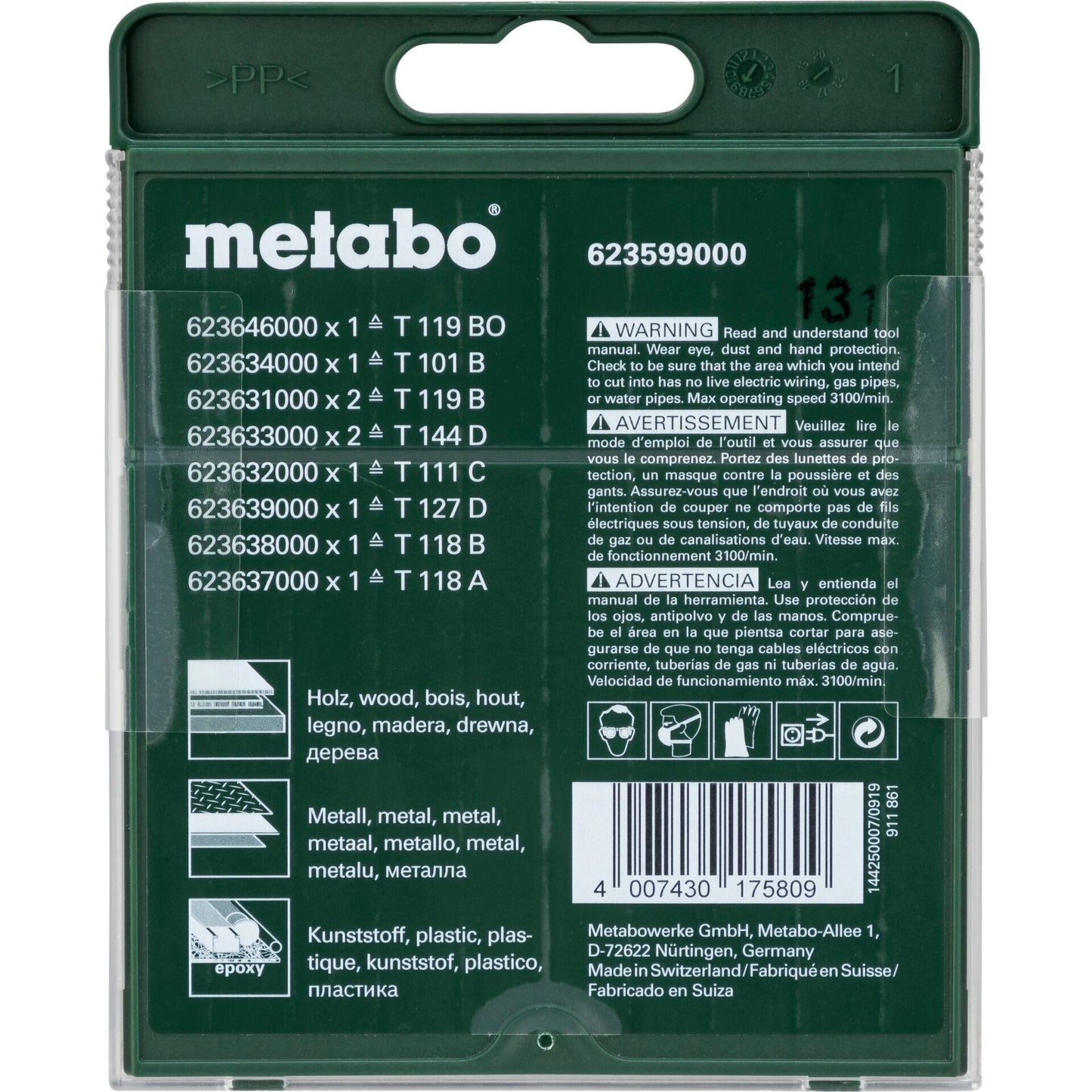 Metabo Jigsaw Blade Assortment 10-piece