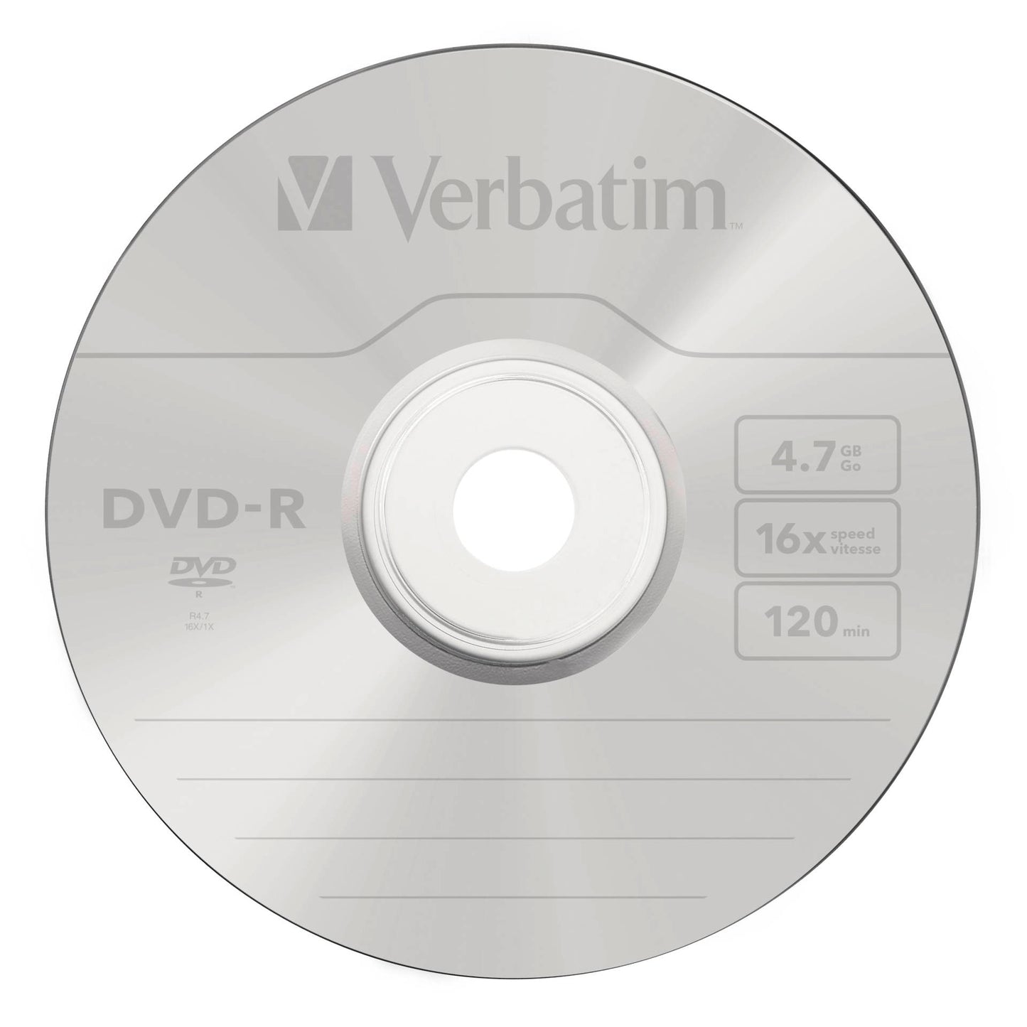 1x100 Verbatim DVD-R 4,7GB 16x Speed, matt silver