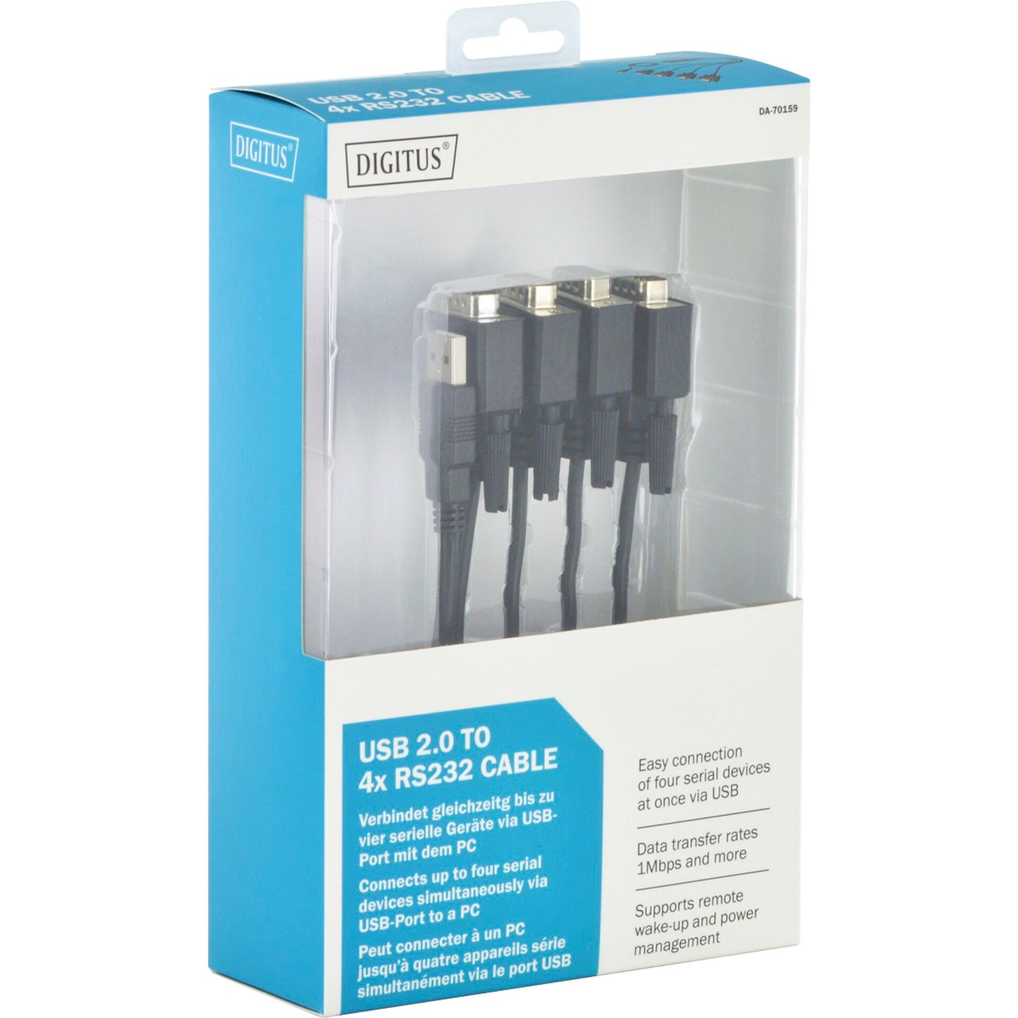 DIGITUS USB 2.0 to 4xRS232 Cable USB to Serial Adapter, 1,5m