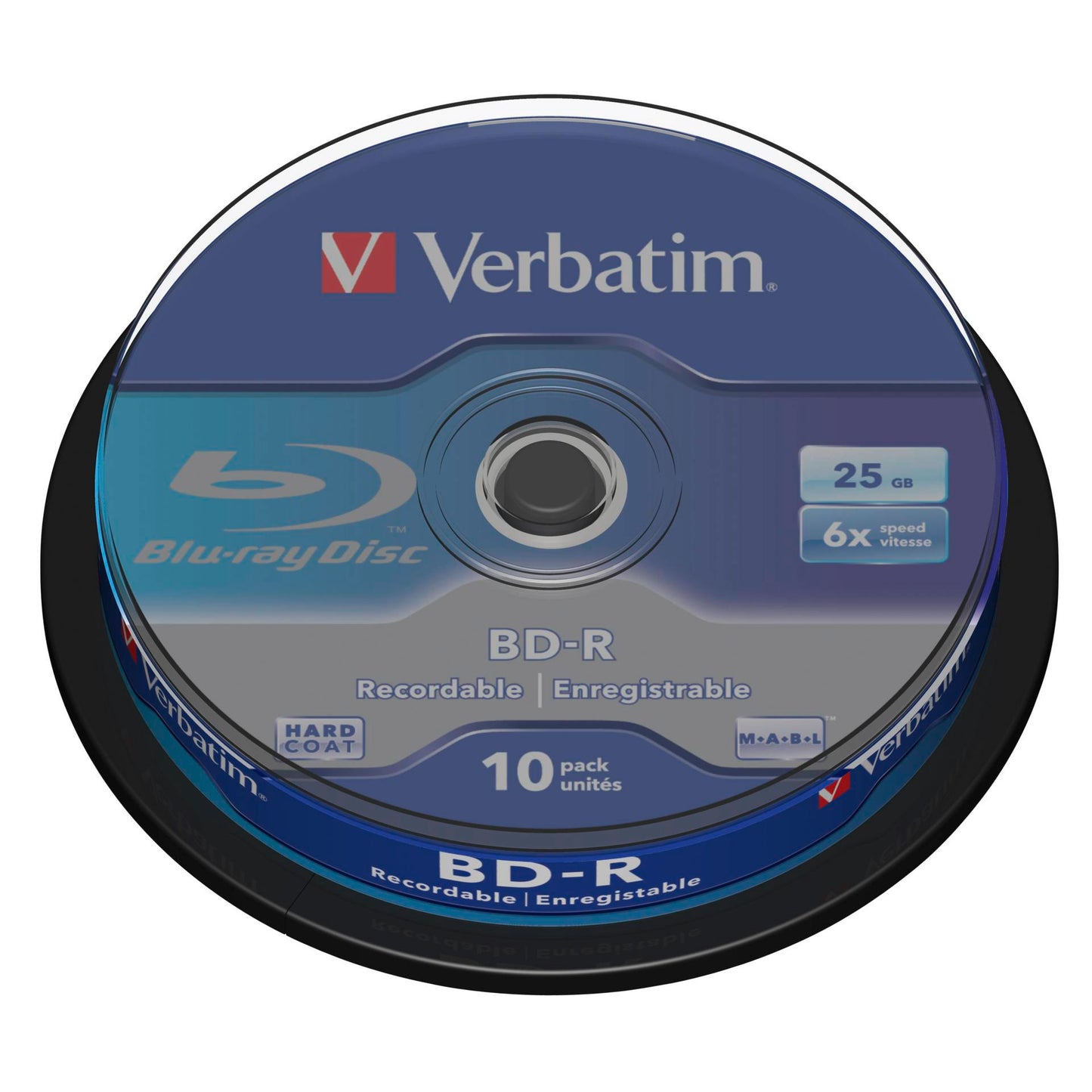 1x10 Verbatim BD-R Blu-Ray 25GB 6x Speed, white blue Cakebox