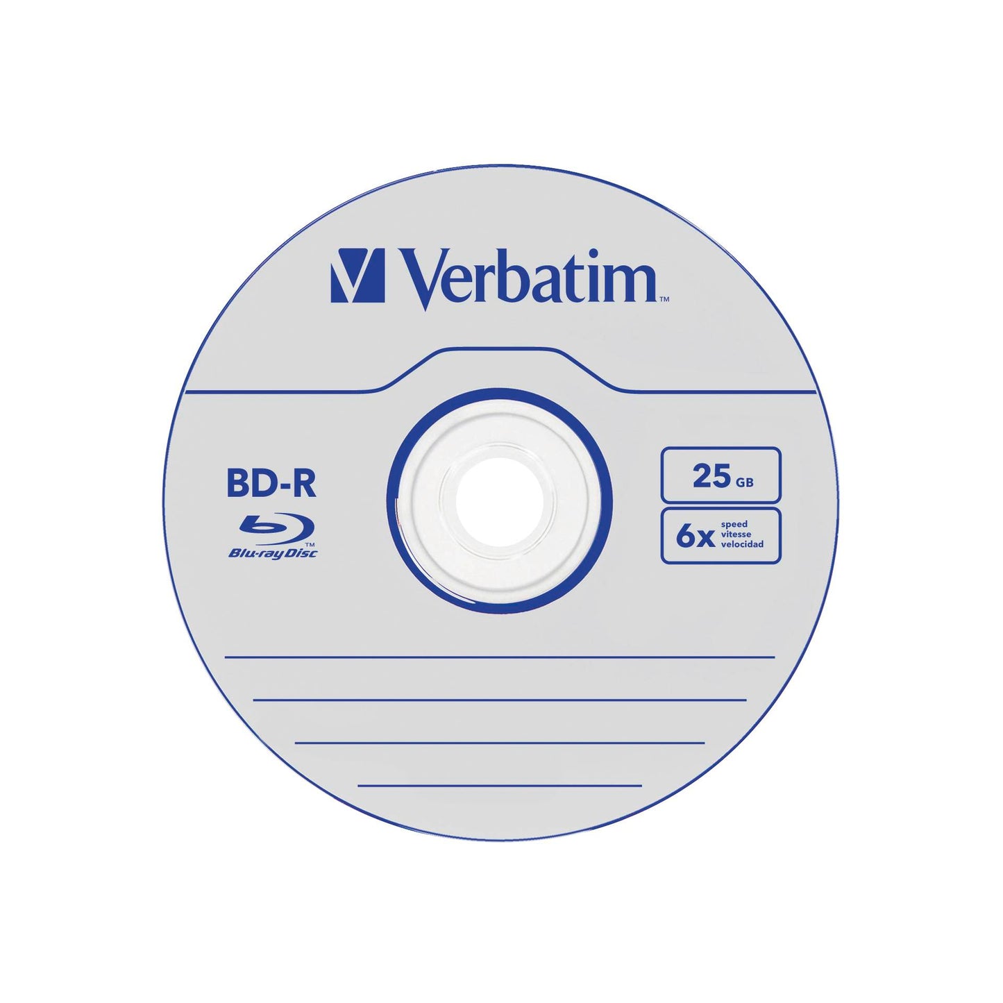 1x10 Verbatim BD-R Blu-Ray 25GB 6x Speed, white blue Cakebox