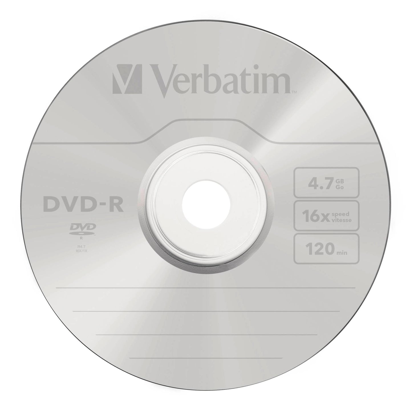1x10 Verbatim DVD-R 4,7GB 16x Speed, matt silver Cakebox