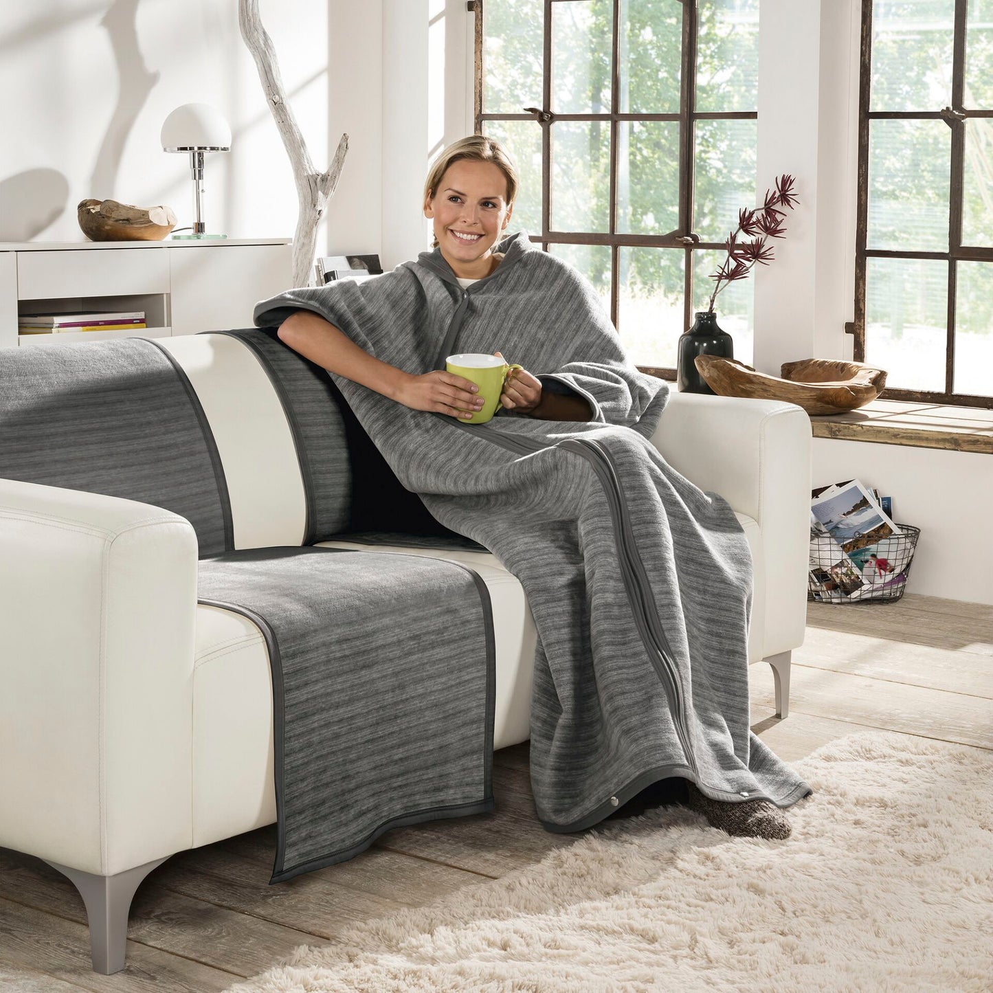 Ibena Jacquard Blanket Fano anthracite 800, 150x200