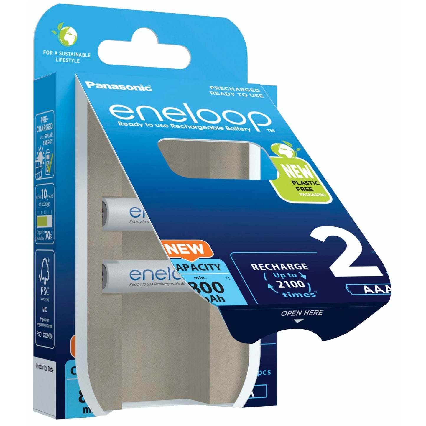 1x2 Panasonic Eneloop Micro AAA 800mAh Ni-MH BK-4MCDE/2BE