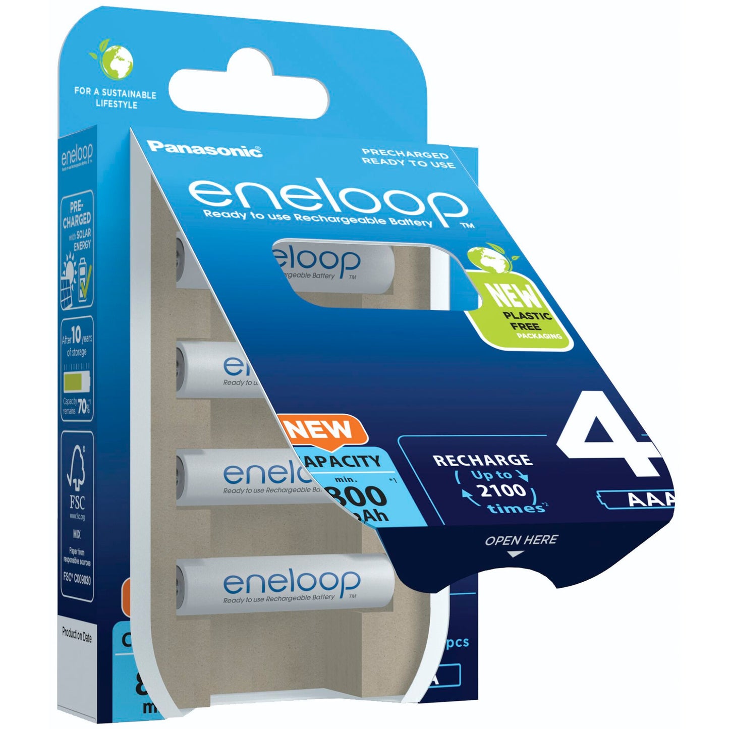 1x4 Panasonic Eneloop Micro AAA 800mAh BK-4MCDE/4BE