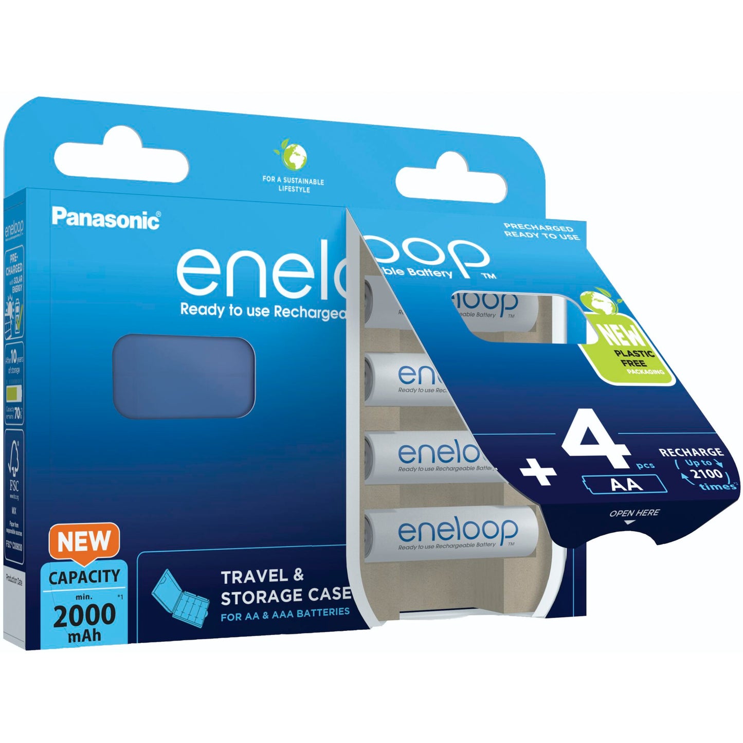 1x4 Panasonic Eneloop Mignon AA 2000mAh + Akkubox BK-3MCDEC4BE