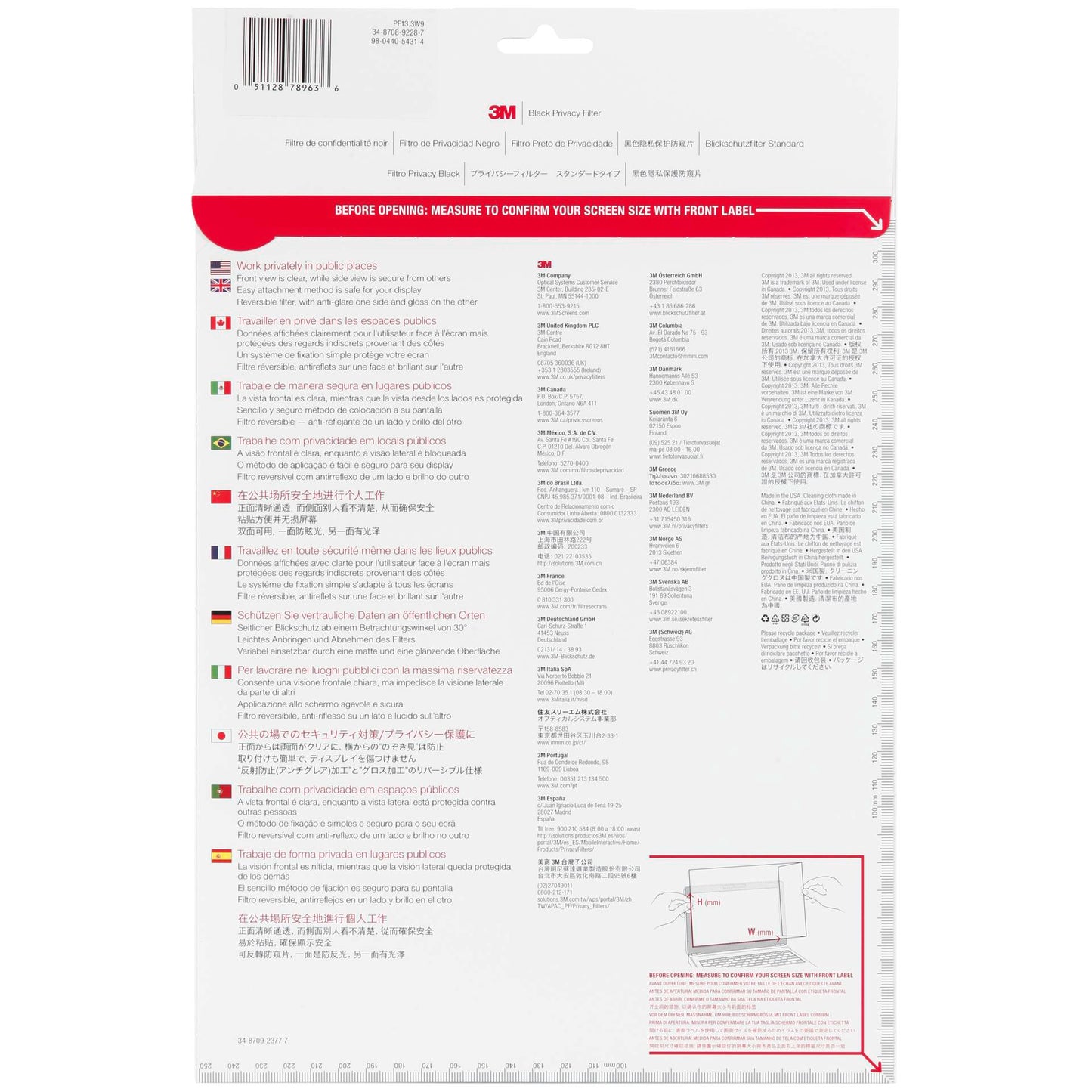 3M PF133W9B Privacy Filter Black for 33,8cm 13,3 16:9