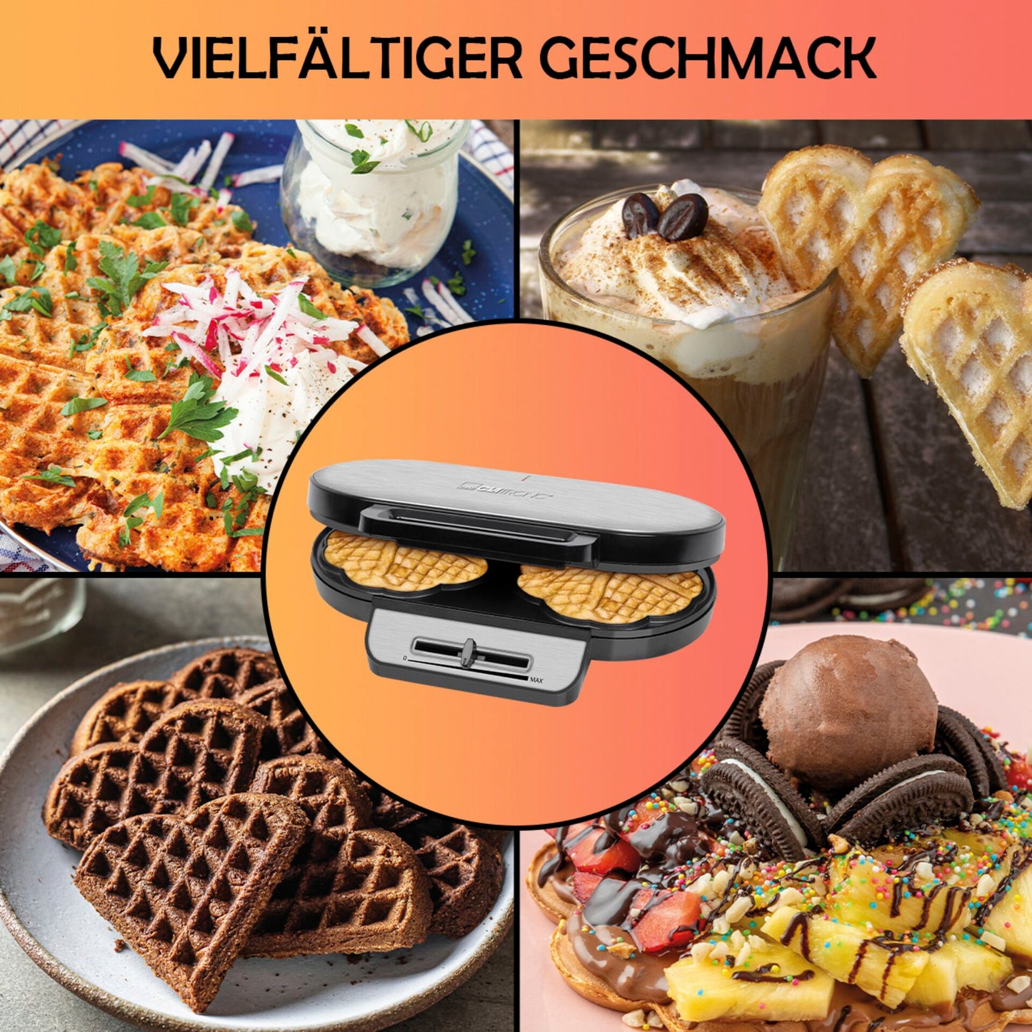 Clatronic WA 3745 black-inox Waffle Maker