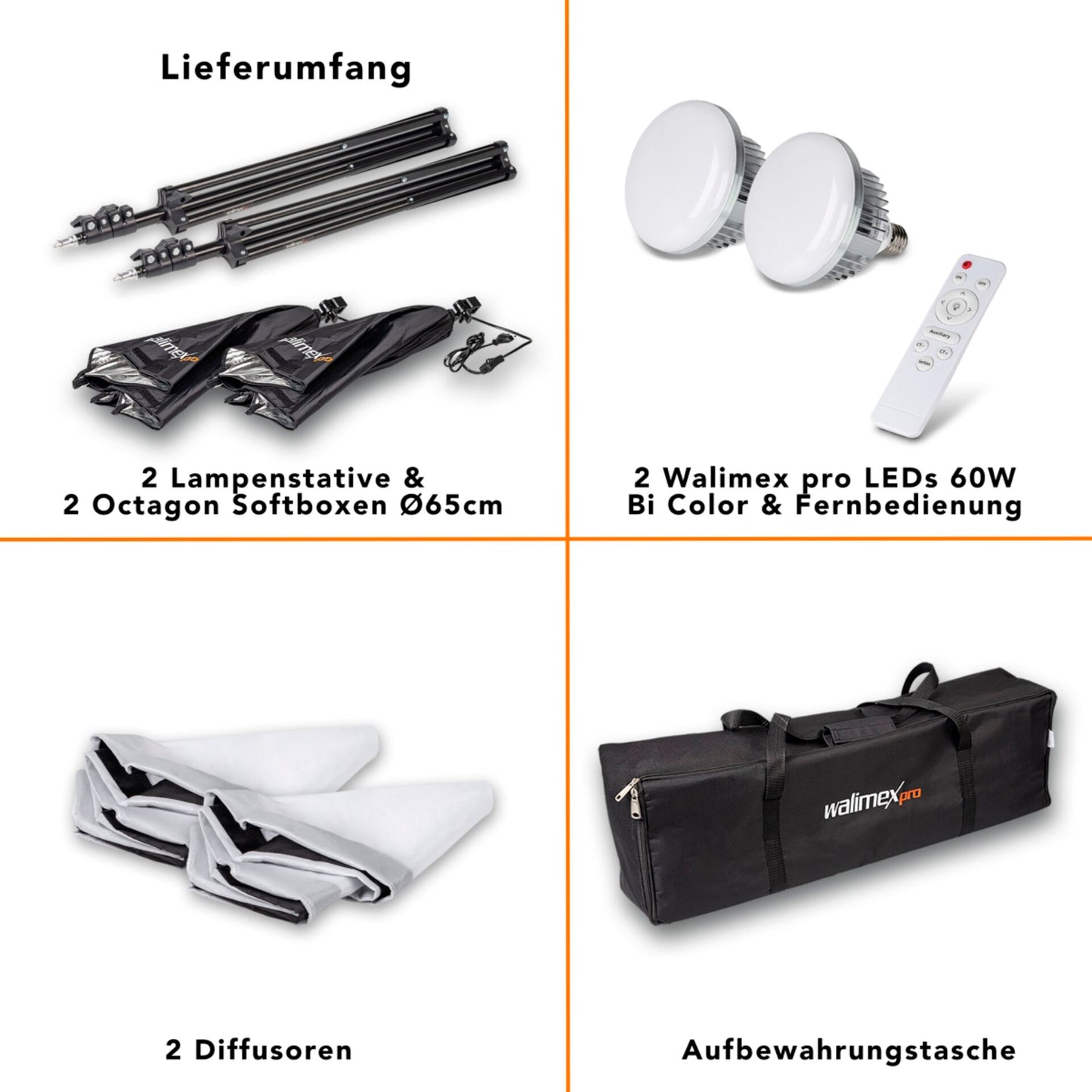 walimex pro LED 60W Octagon Ø65cm Bi color Kit 2