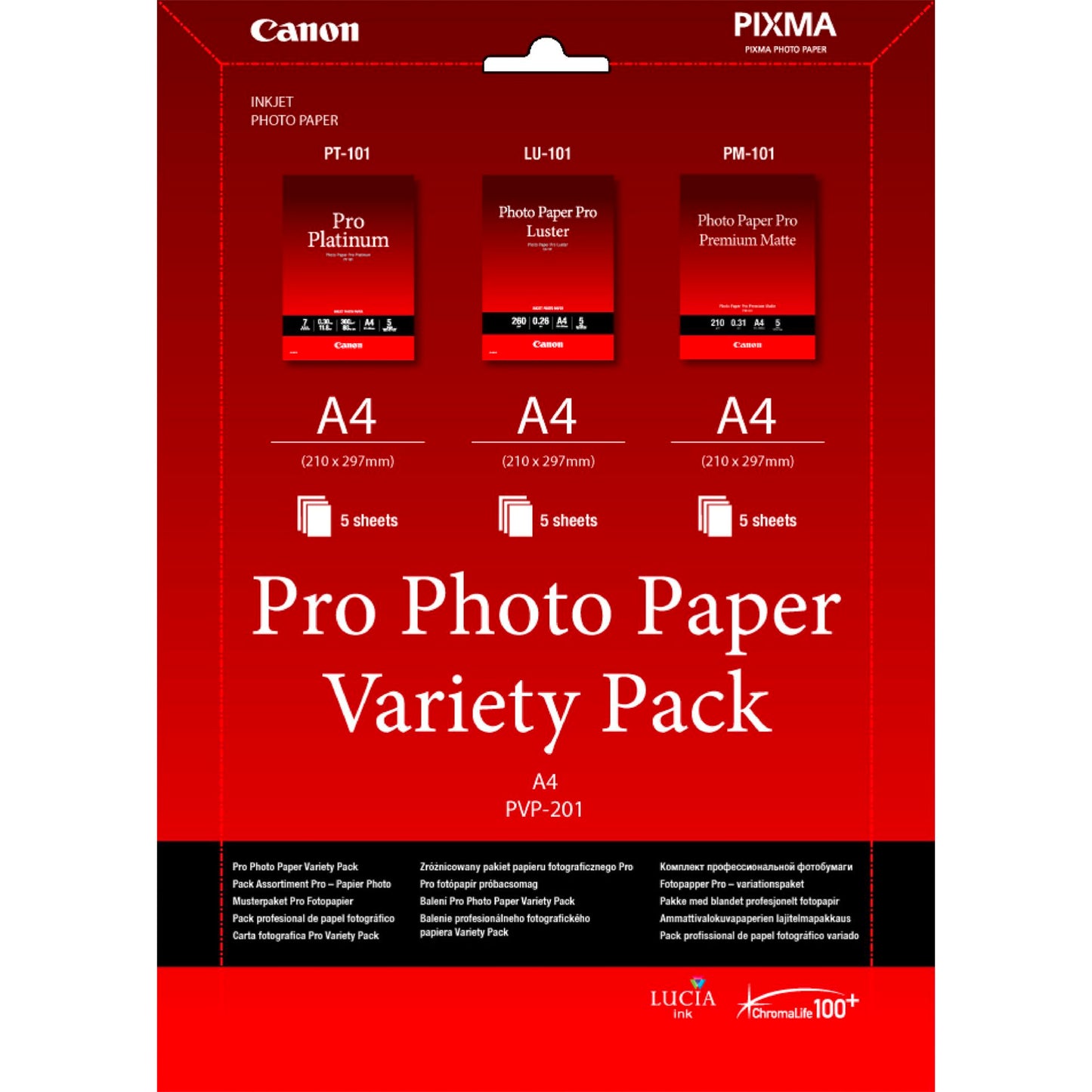 Canon PVP-201 Pro Photo Paper Variety Pack A 4 3x5 Sheets