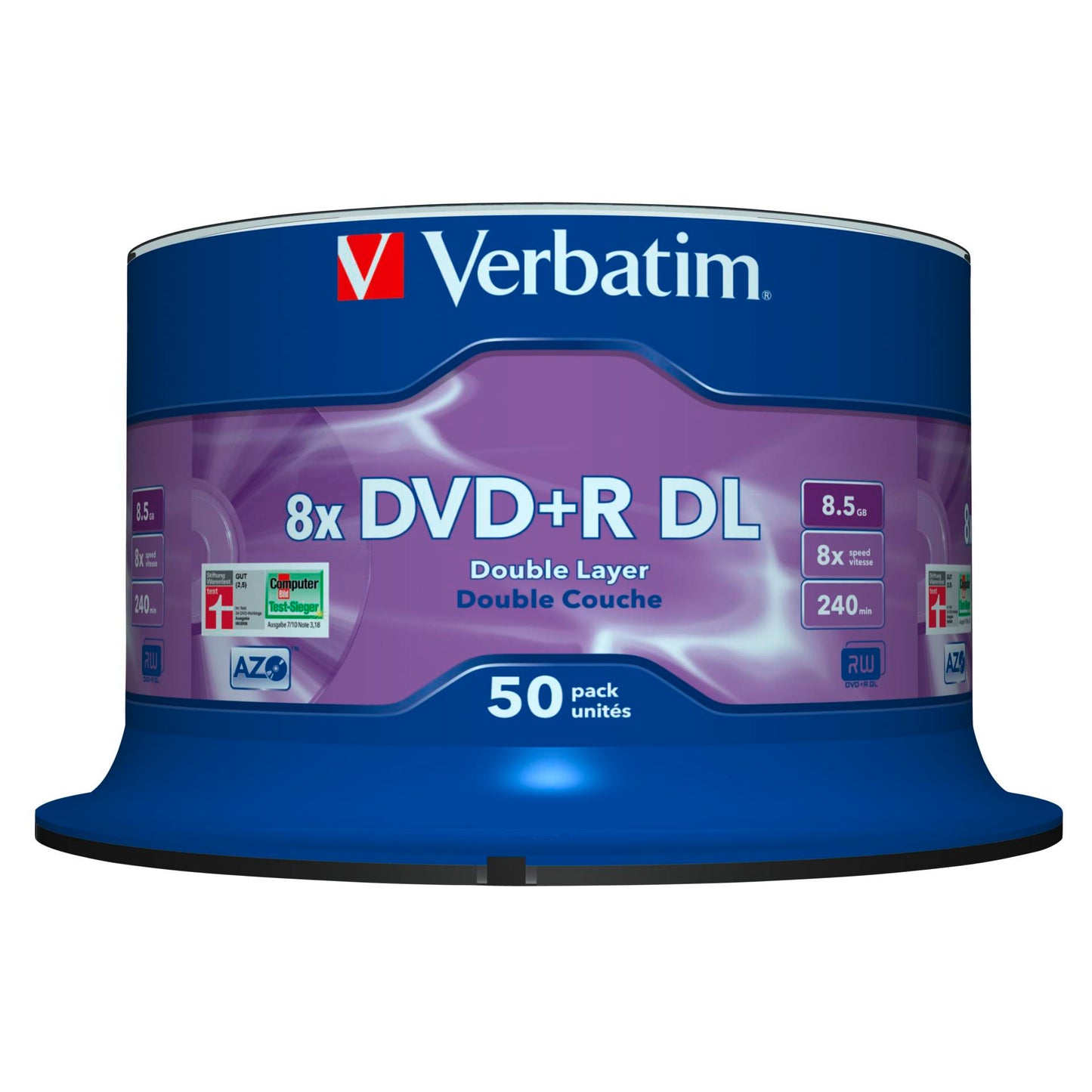 1x50 Verbatim DVD+R Double Layer 8x Speed, 8,5GB matt silver