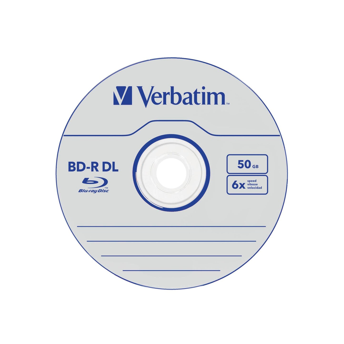 1x5 Verbatim BD-R Blu-Ray 50GB 6x Speed, white blue Jewel Case