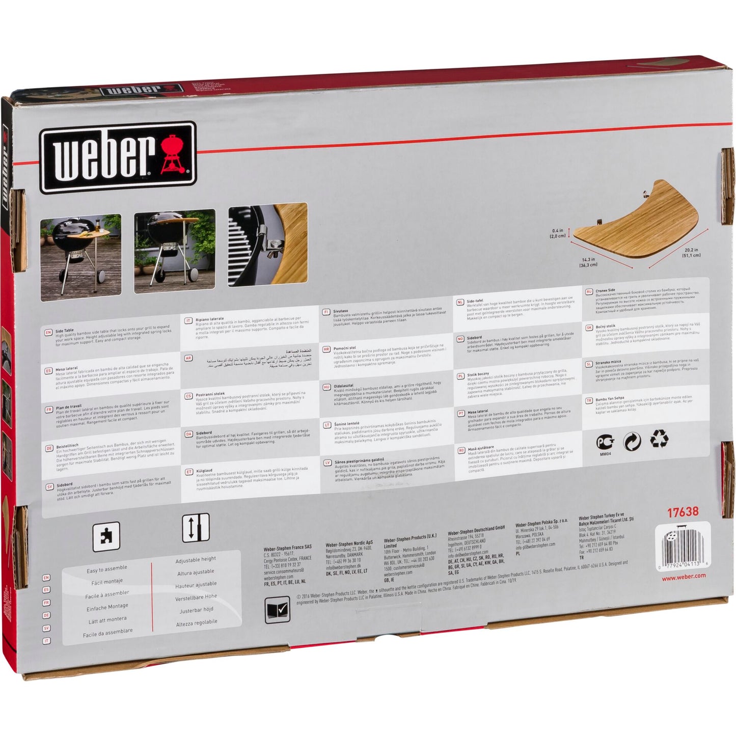 Weber Bamboo Work Table for Charcoal Grills 47cm/ 57cm