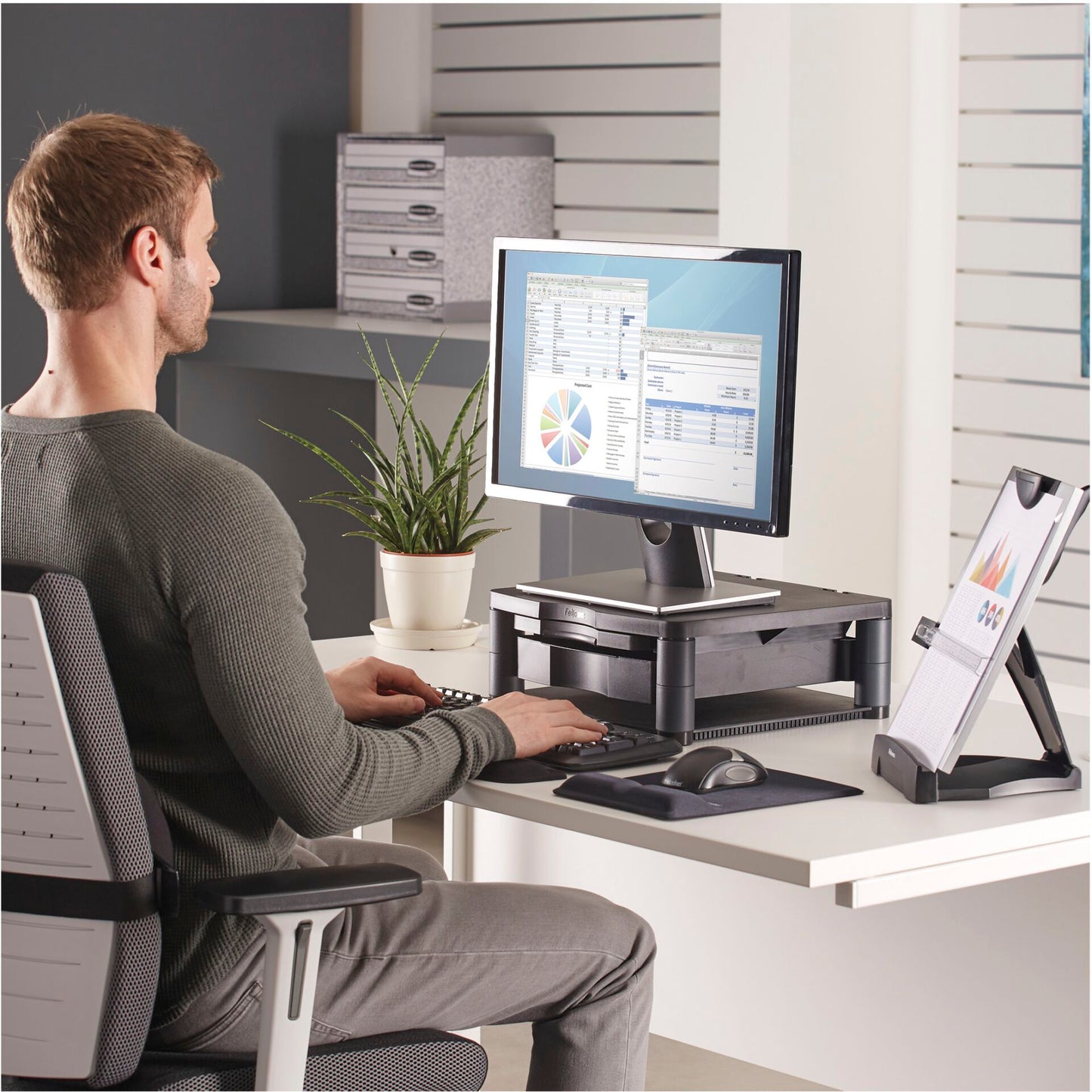 Fellowes Premium Monitor Stand Plus graphite