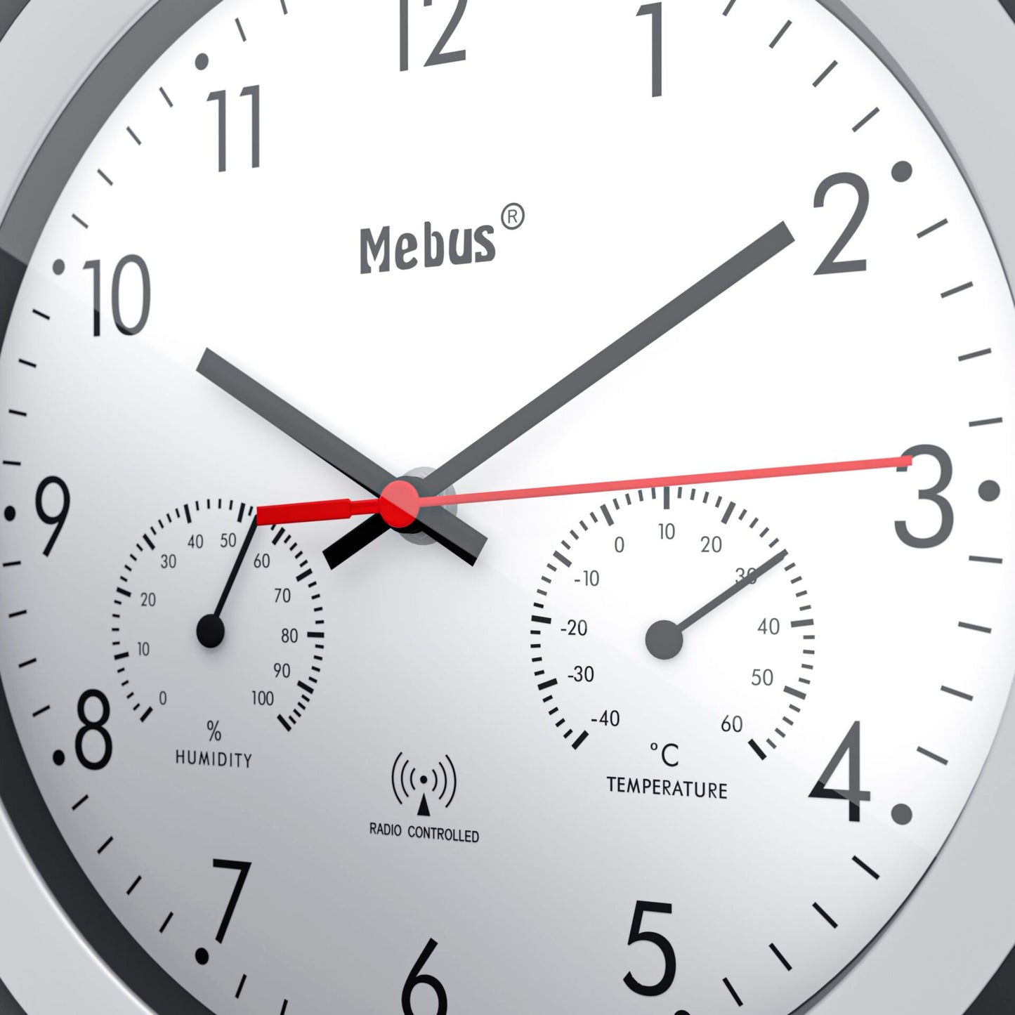 Mebus 19449 Radio controlled Wall Clock w. Thermo/Hygrometer