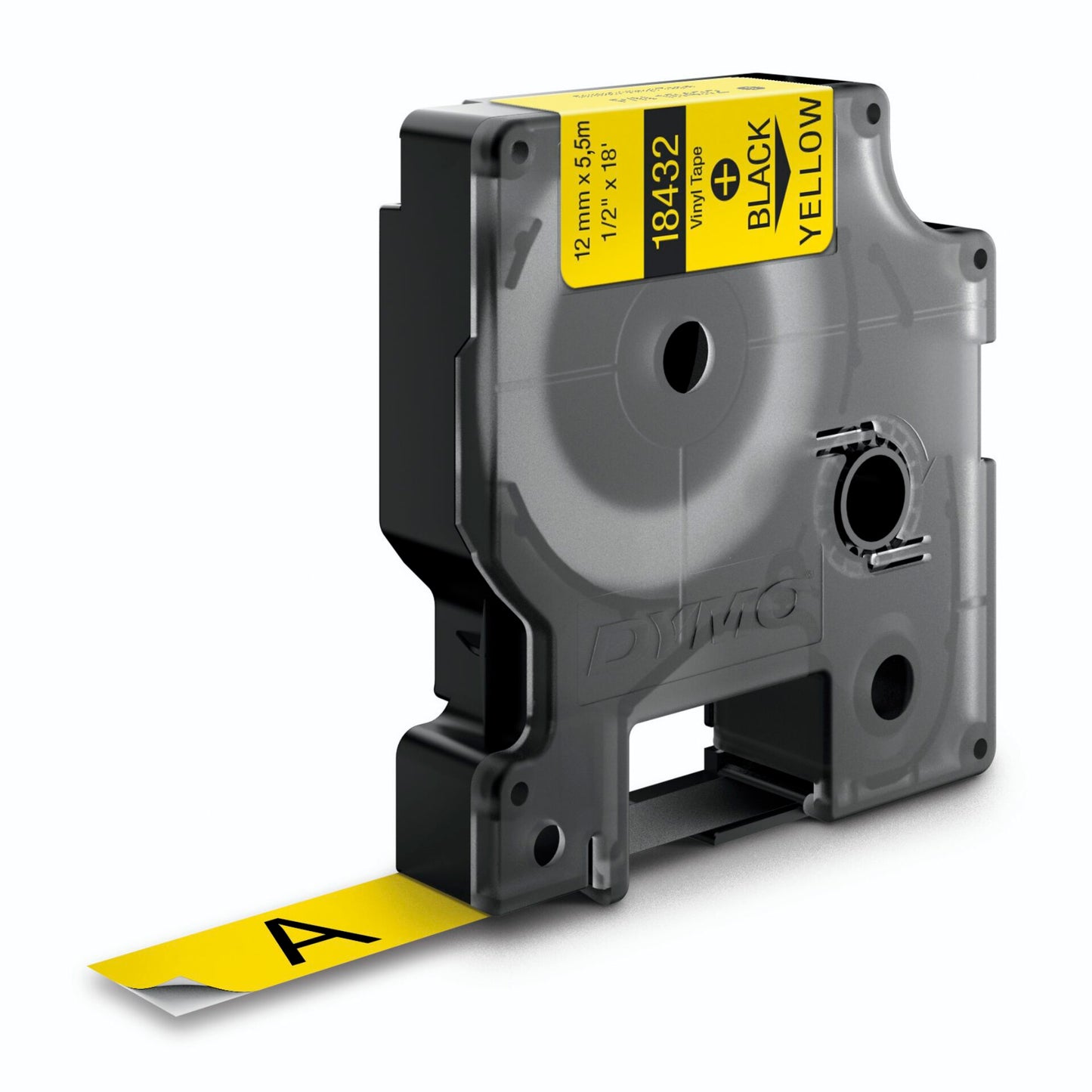 Dymo Rhino Label IND, Vinyl 12 mm x 5,5 m black to yellow