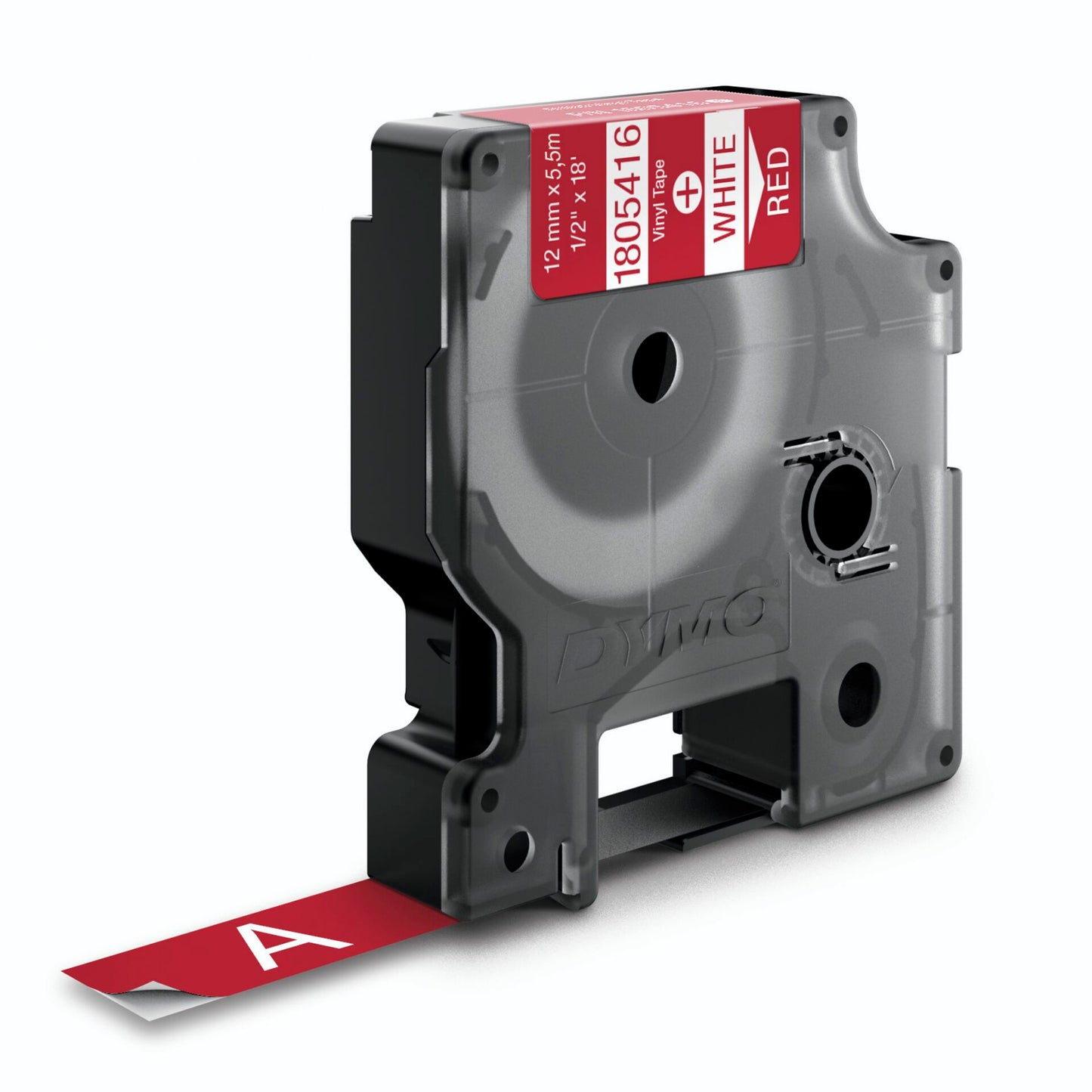 Dymo Rhino Label IND, Vinyl 12 mm x 5,5 m white to red