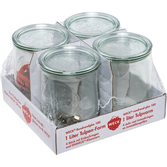 WECK Round Rim Jar Tulip 1,0l Set of 4
