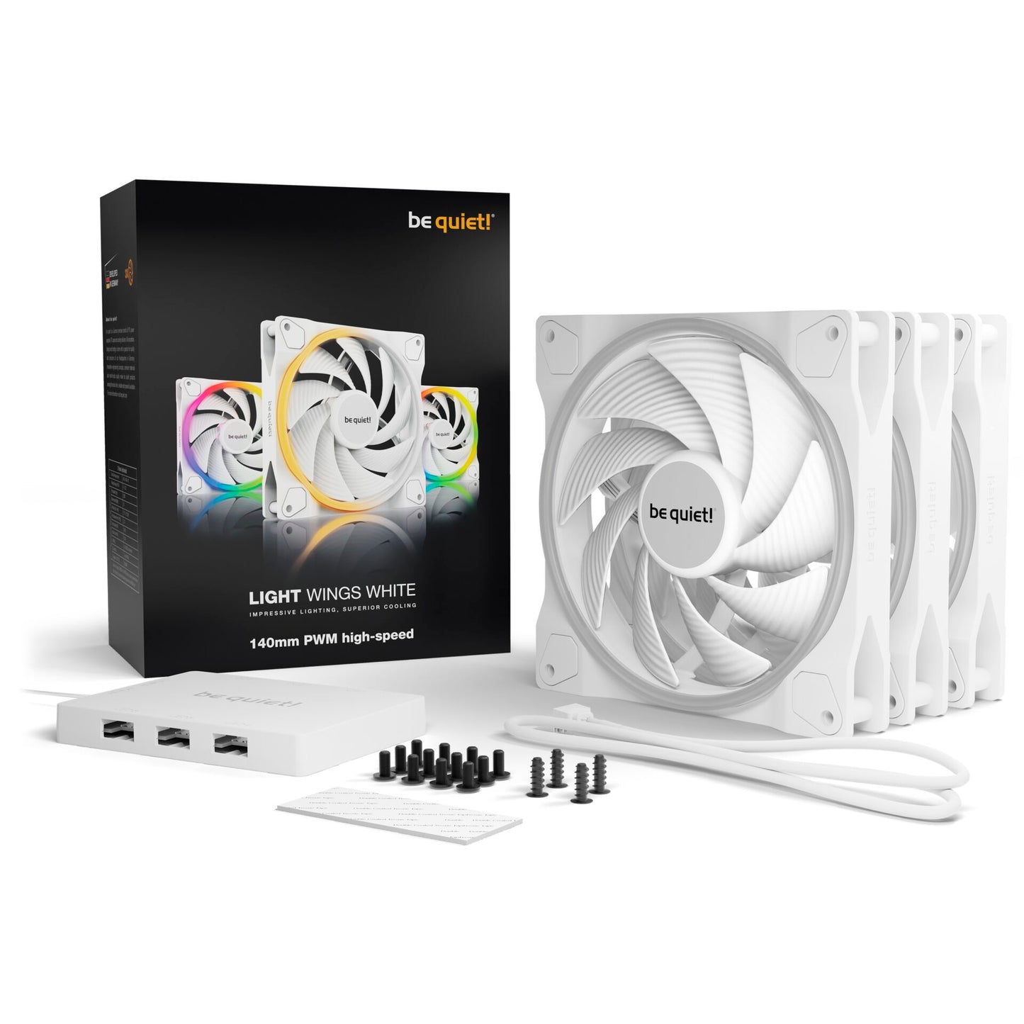 be quiet! Light Wings White 140mm PWM high-speed Triple-Pack