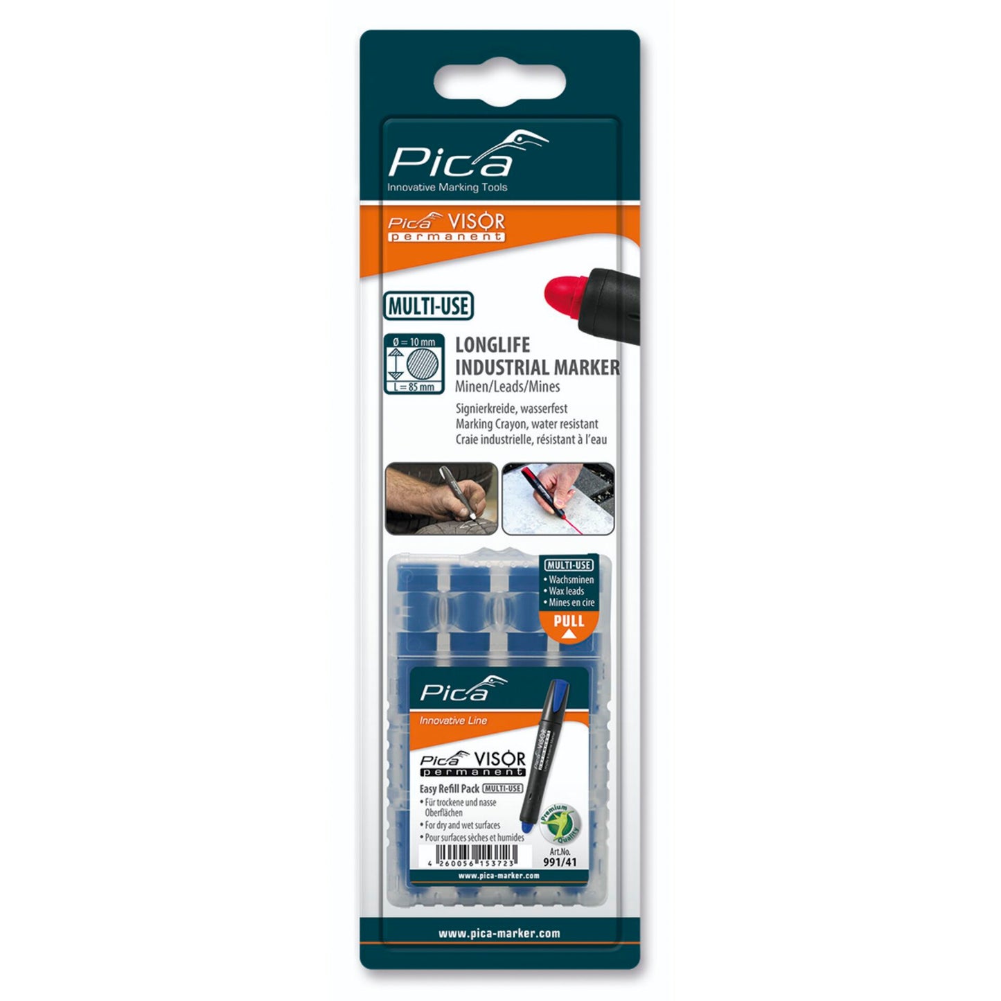 Pica VISOR permanent replacement refills blue / SB