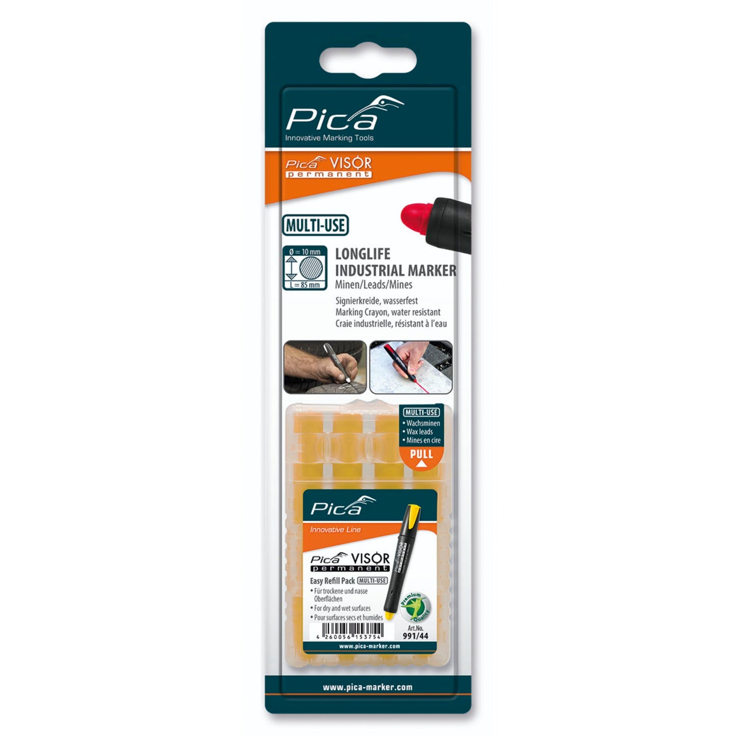 Pica VISOR permanent replacement refills yellow / SB