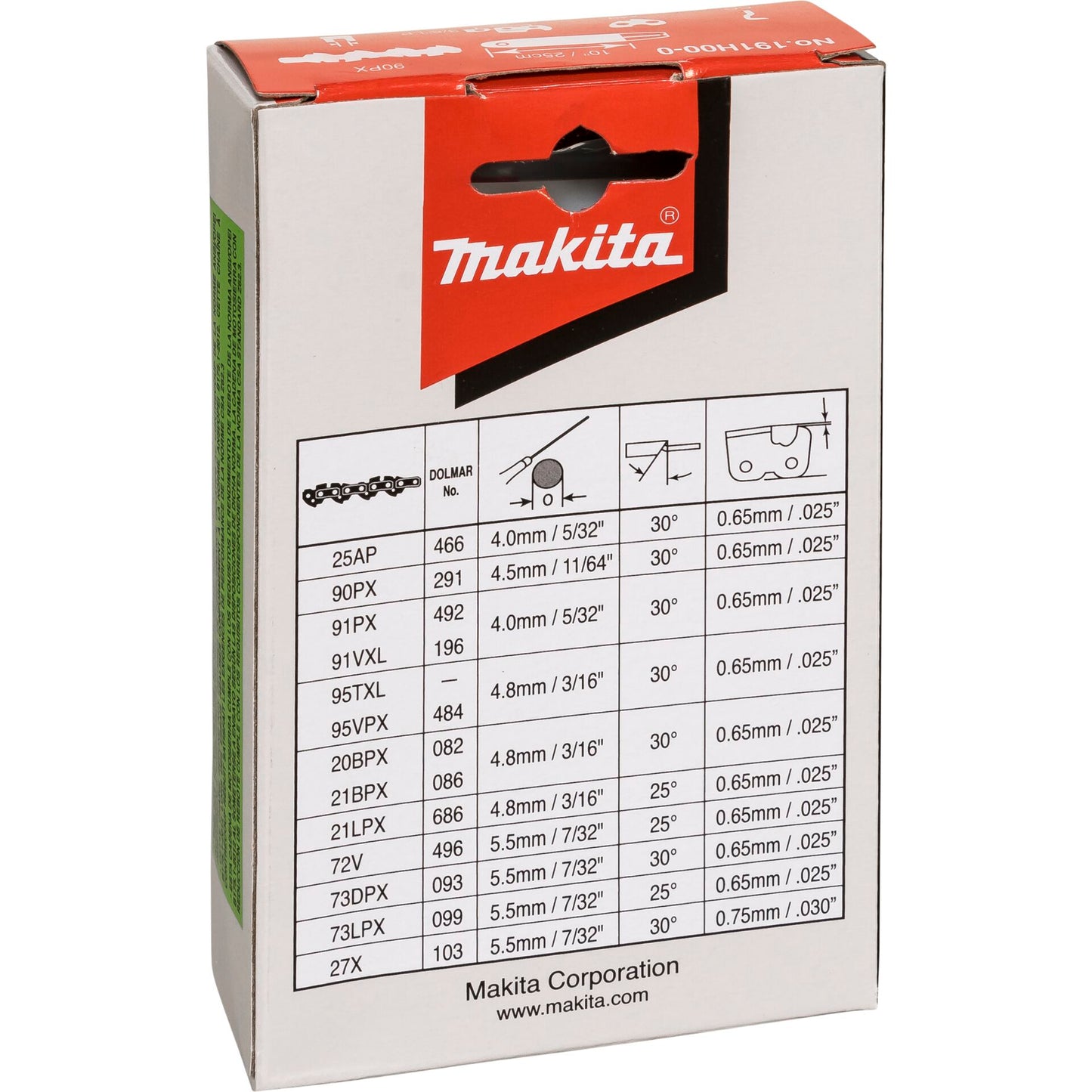 Makita 191H00-0 Saw Chain 25cm 1,1mm 3/8 HM