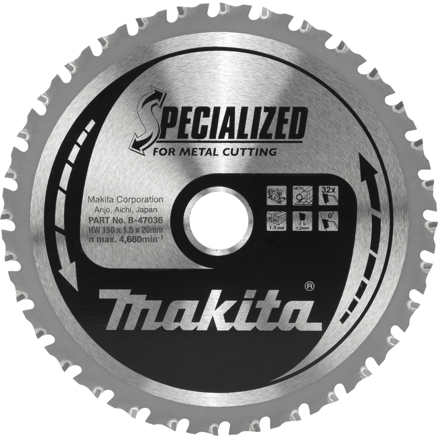 Makita B-47036 Saw Blade f. Metal 150x20x32Z