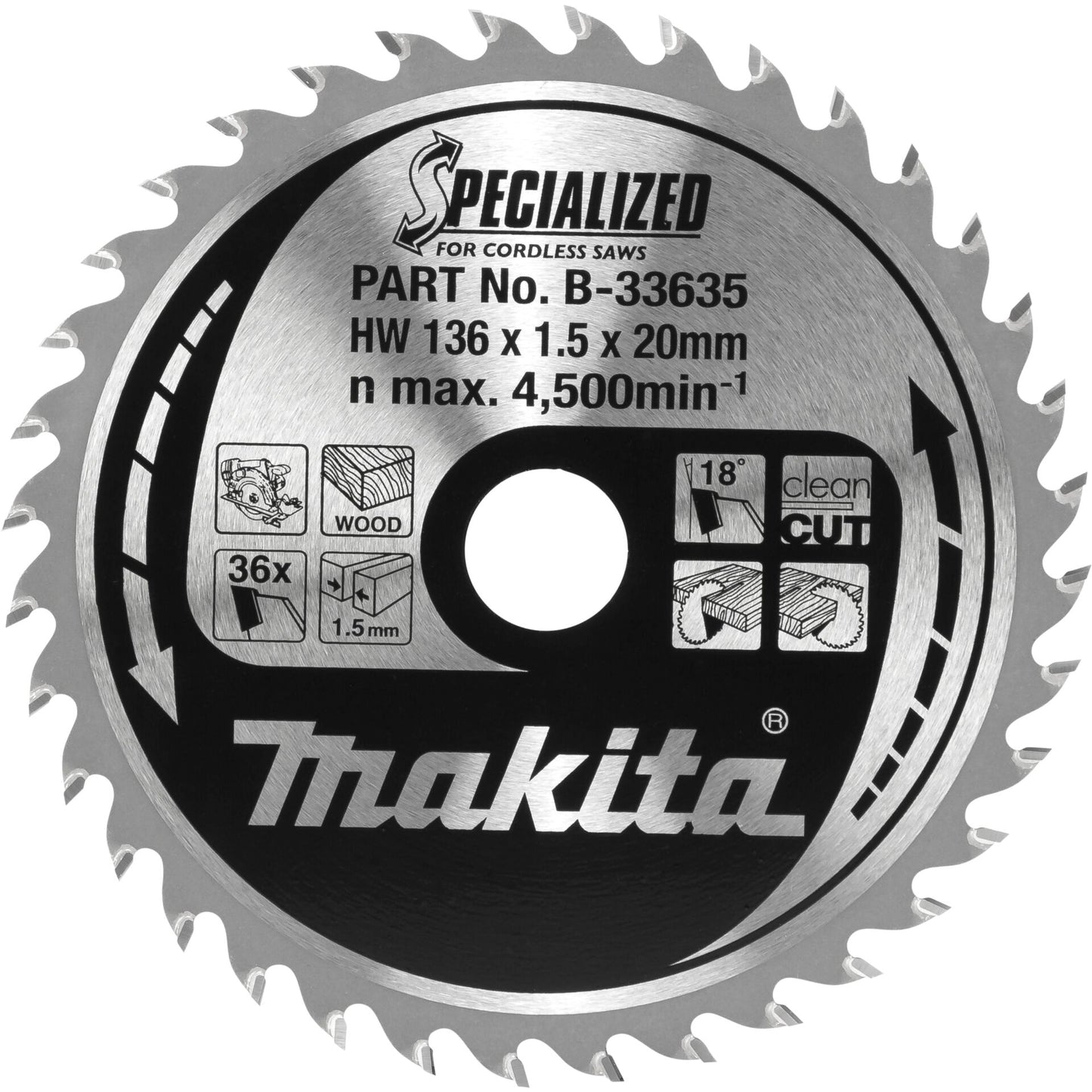Makita B-33635 SPECIALIZED Saw Blade 136x20x36Z