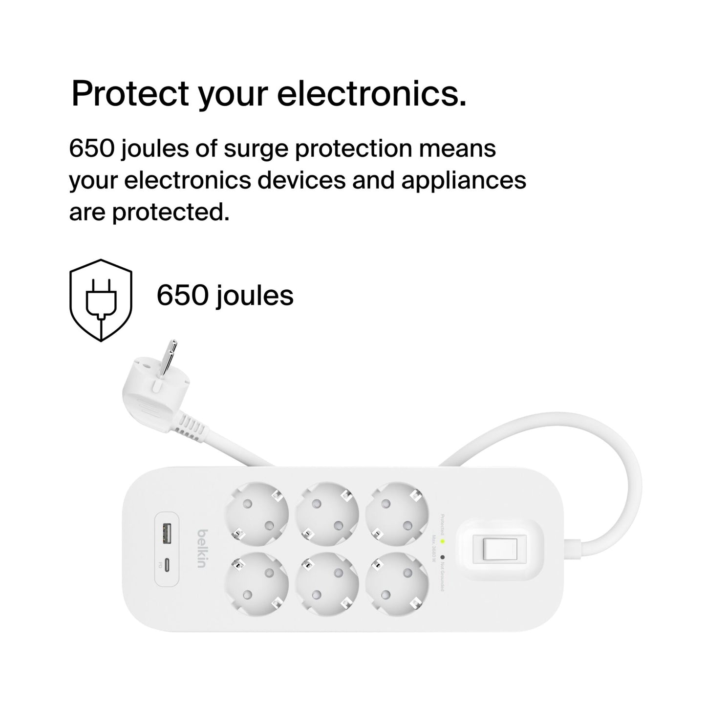 Belkin Surge Socket 6-fold, USB-A+C, 650J.SRB002VF2M