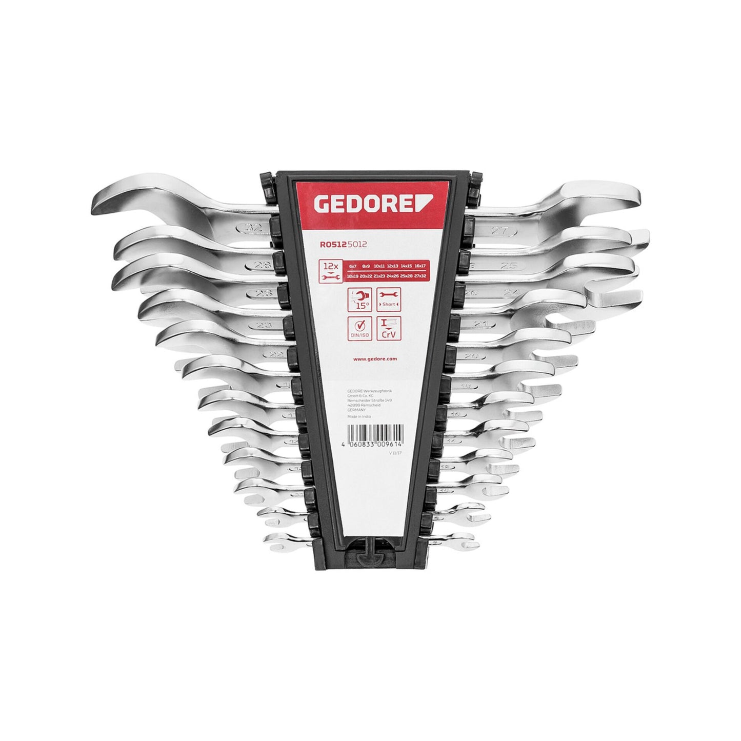 GEDORE red Double open-ended Spanner Set 12-pieces short