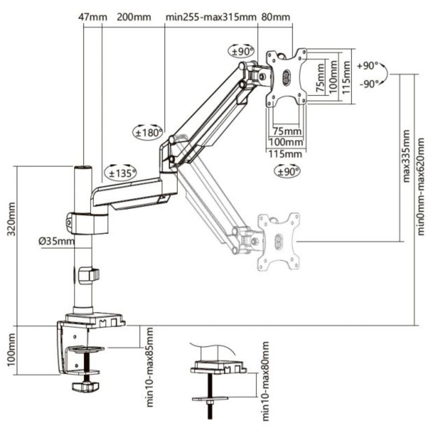 Equip 17 -32 Articulating Monitor Desk Mount Bracket