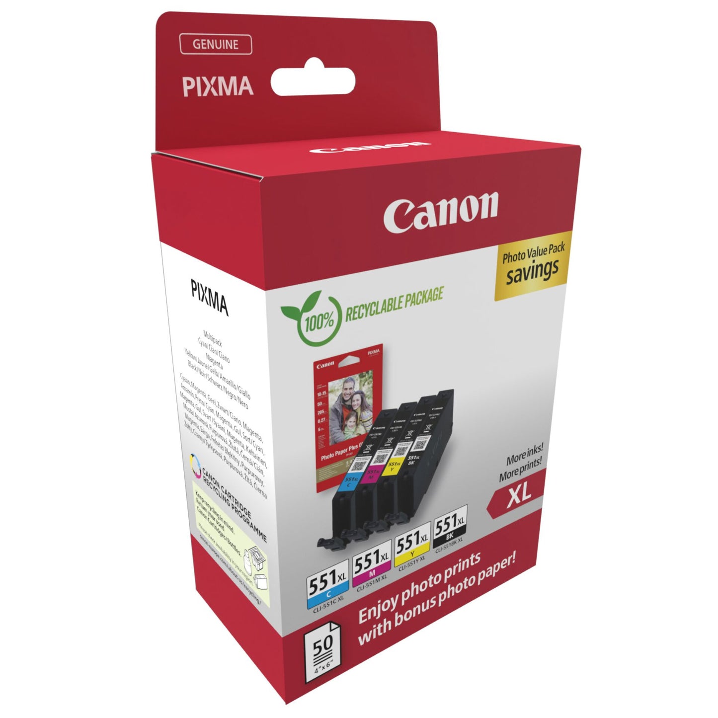 Canon CLI-551XL BK/C/M/Y Photo Value Pack
