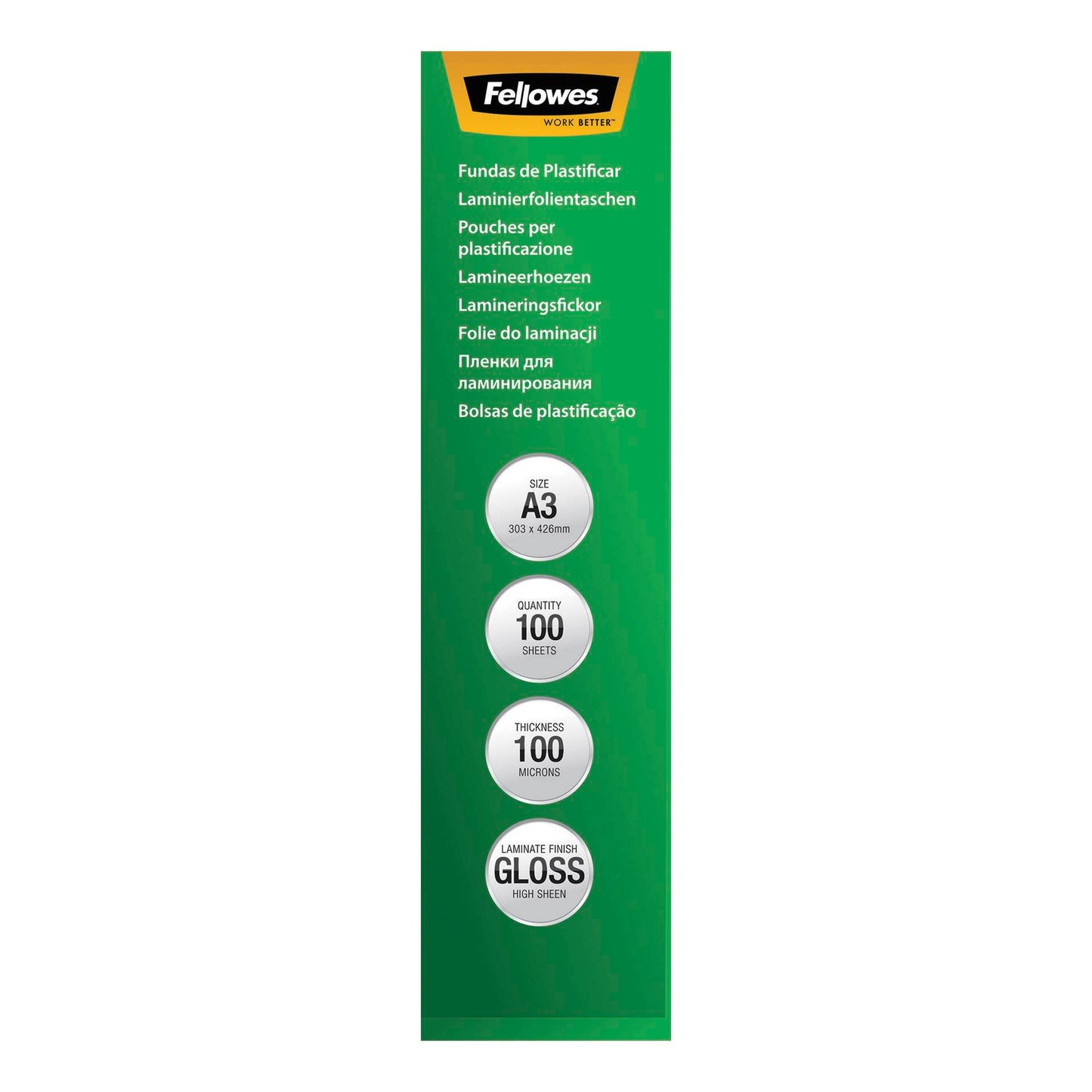 Fellowes A3 Glossy 100 Micron Laminating Pouch 100-pack