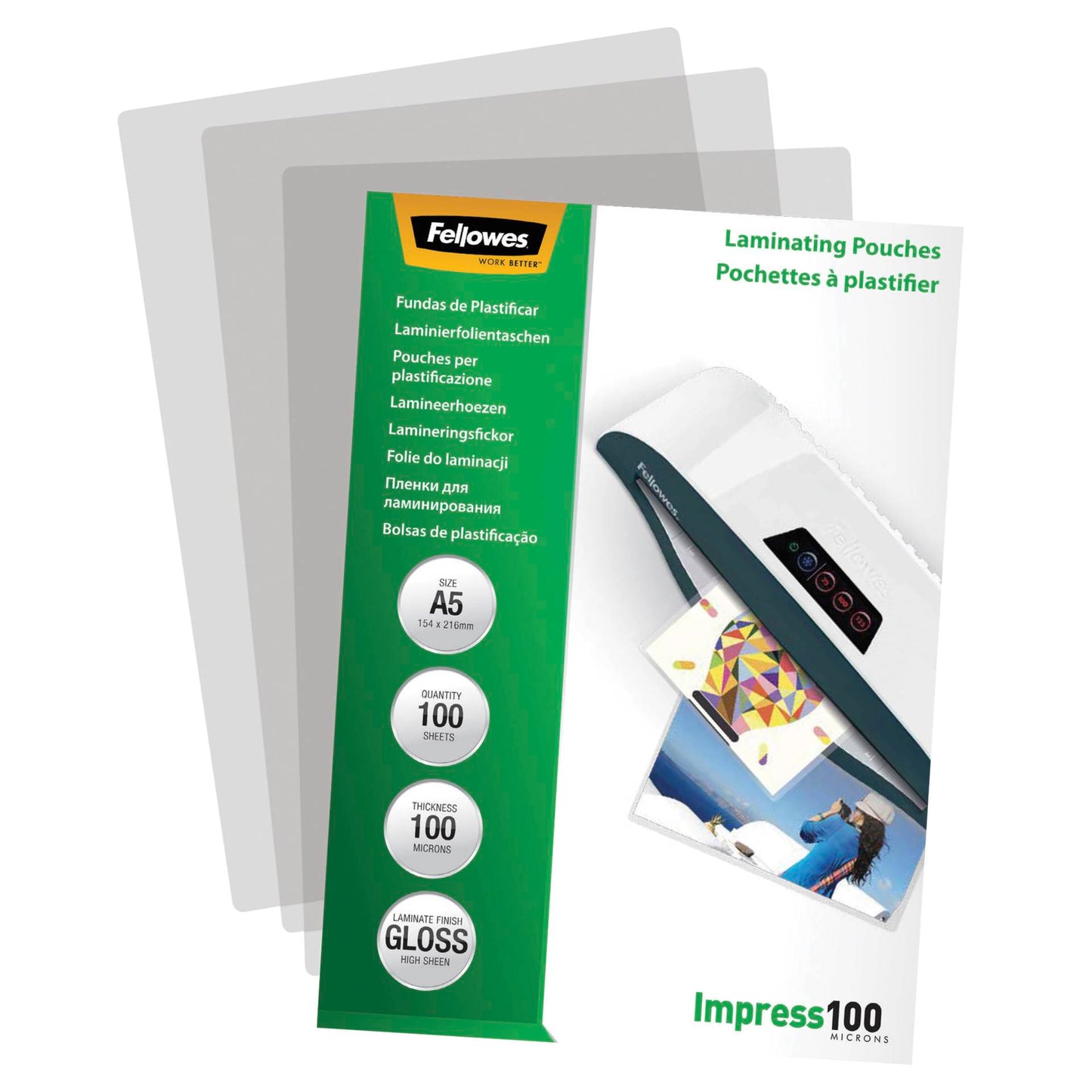 Fellowes A5 Glossy 100 Micron Laminating Pouch 100-pack