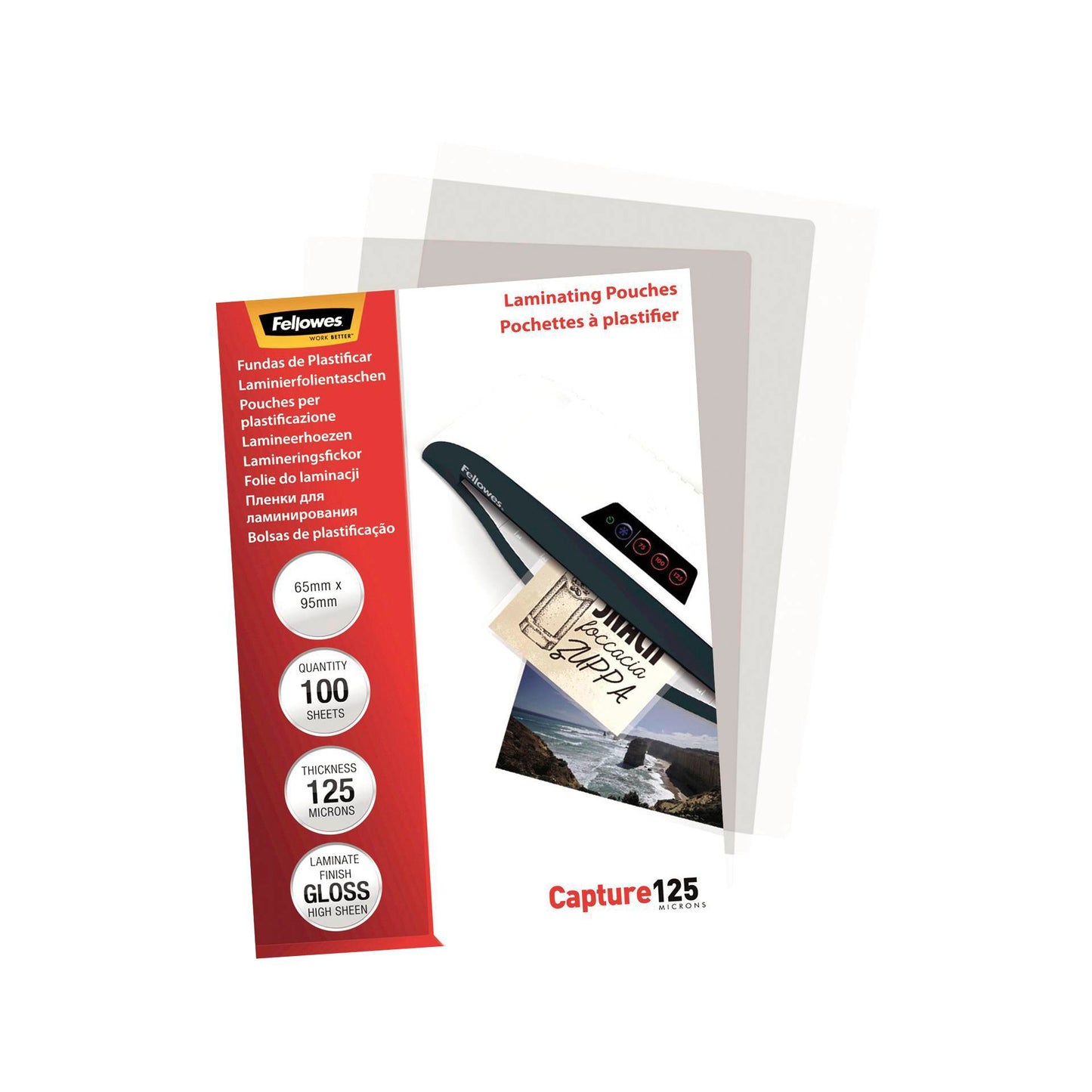 Fellowes Glossy 125 Micron Card Laminating Pouch - 65x95 mm
