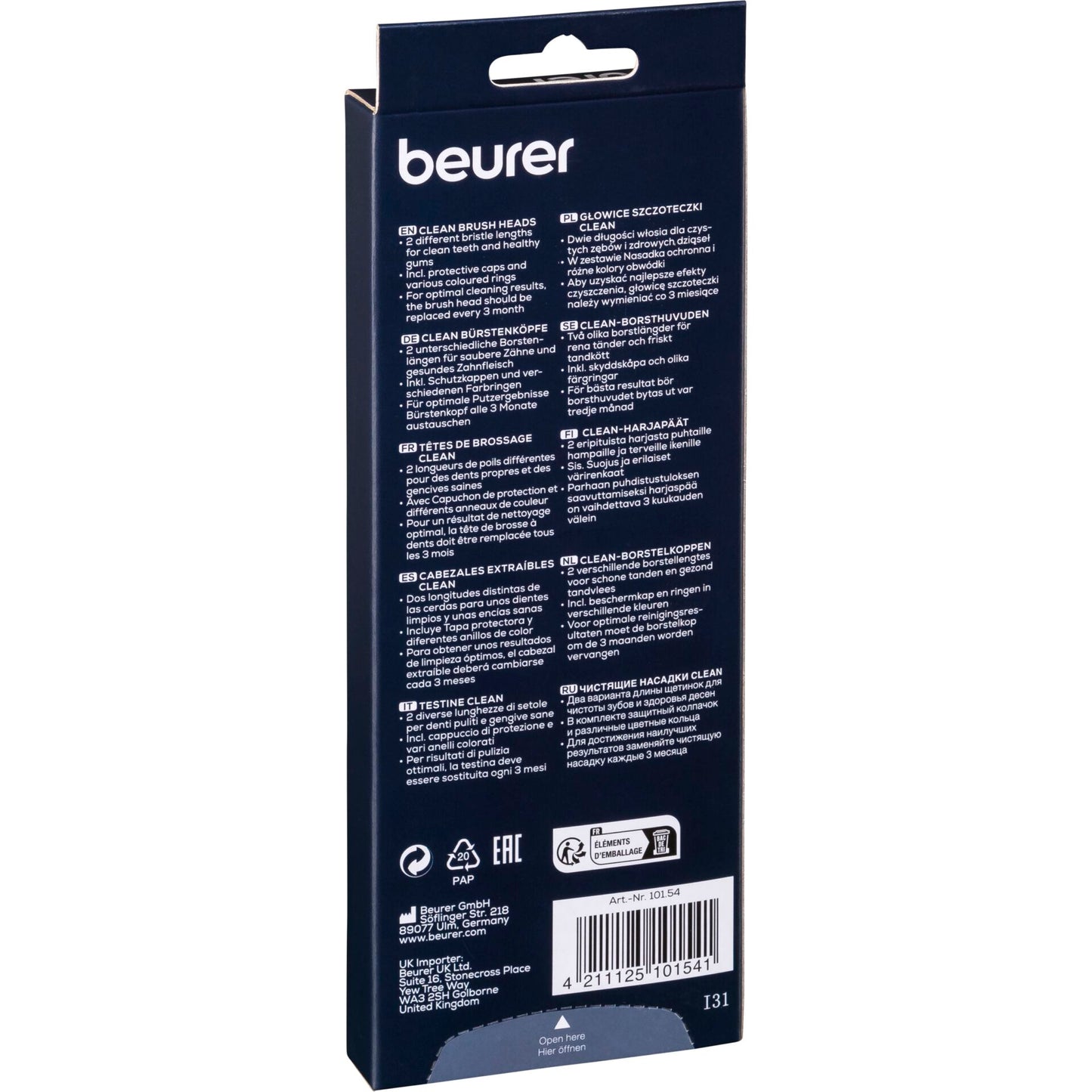 Beurer TB 30/50 Brush Head Clean 8x