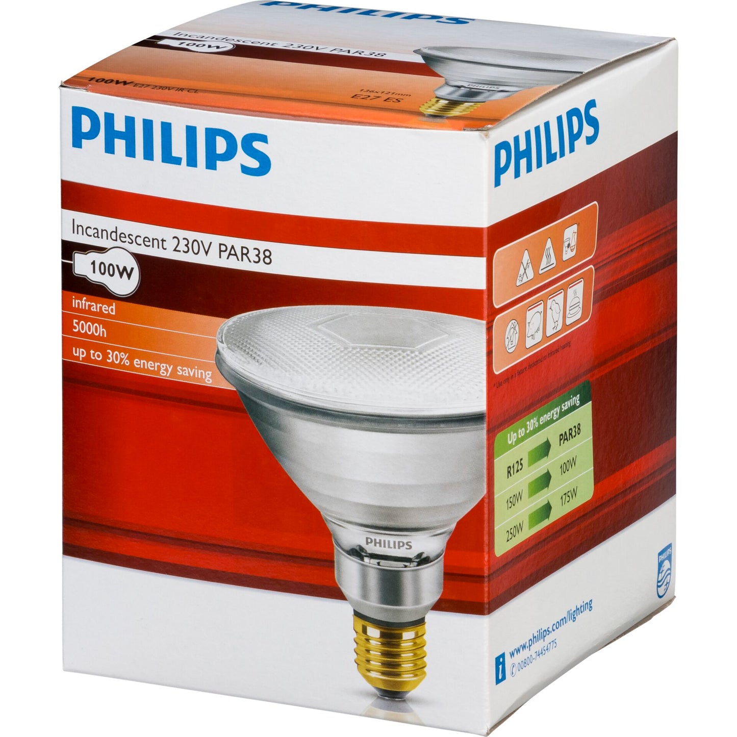 Philips infrared lamp PAR38 IR 100W E27 230V CL