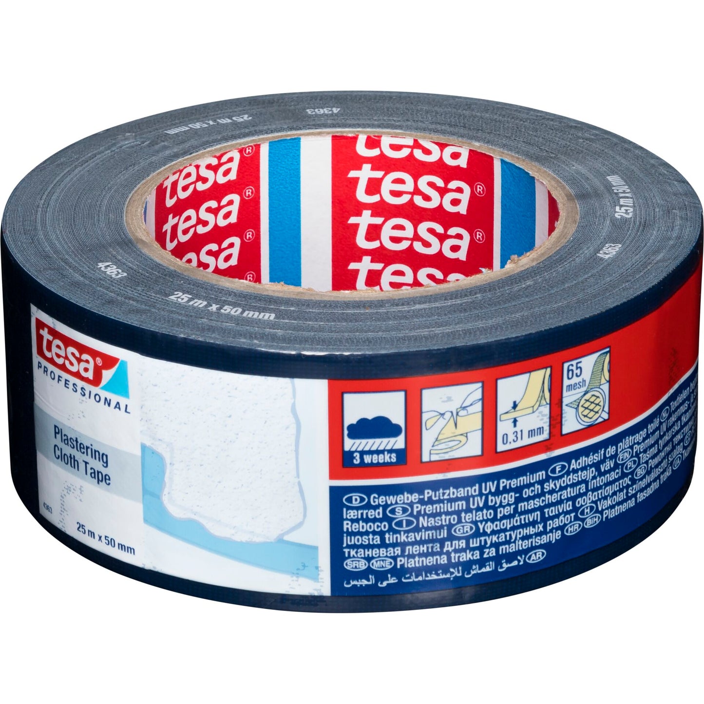 Tesa Plastering Cloth Tape 25m x 31mm blue 04363