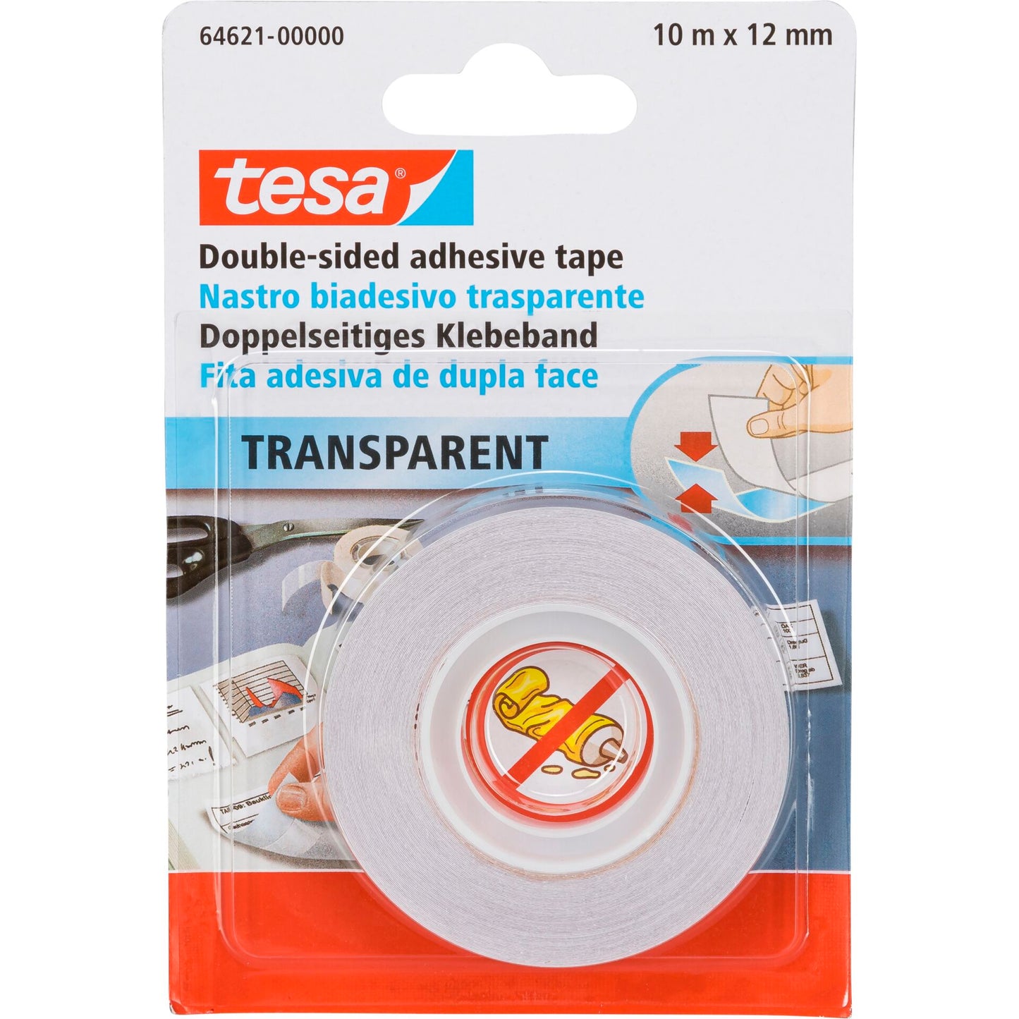 Tesa Double Sid. Tape 10m x 12mm transparent 64621