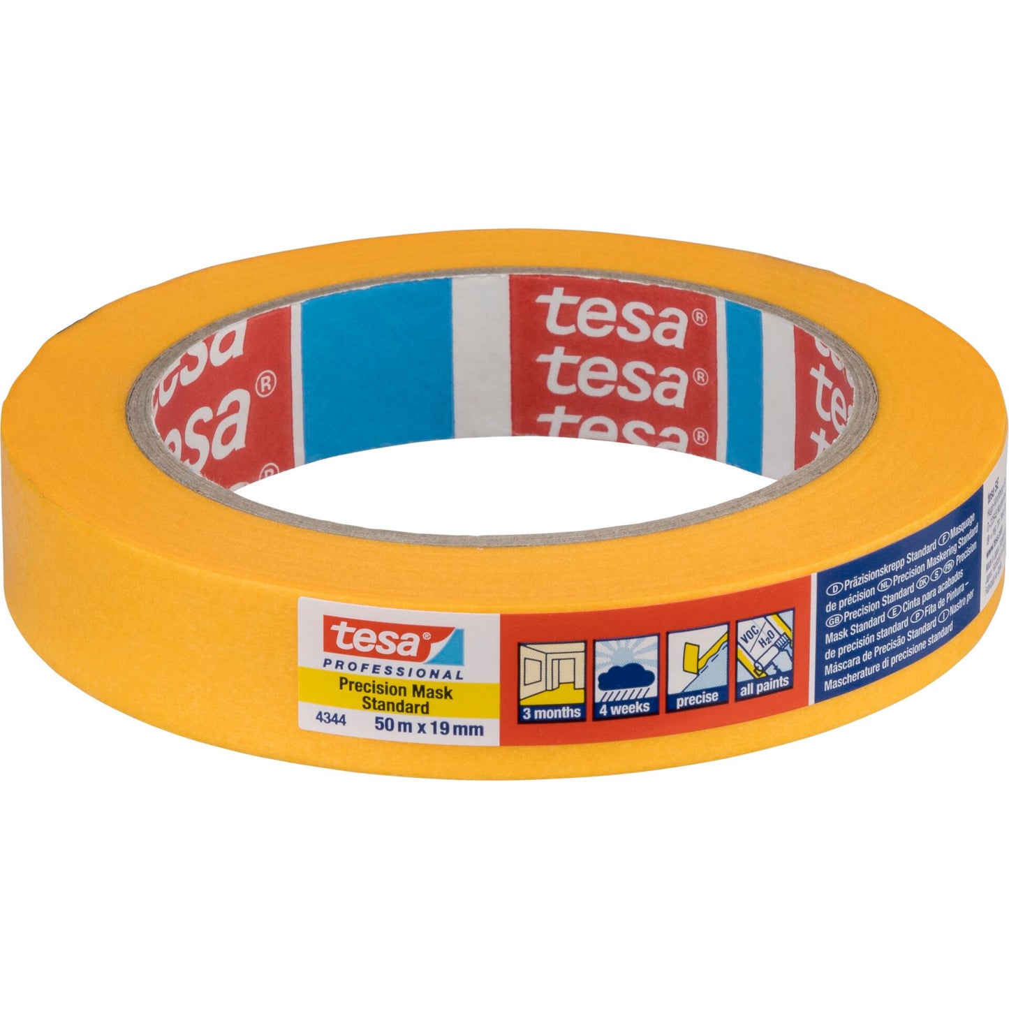 Tesa Masking Tape 50m x 10mm Stand.Prec. yellow 04344