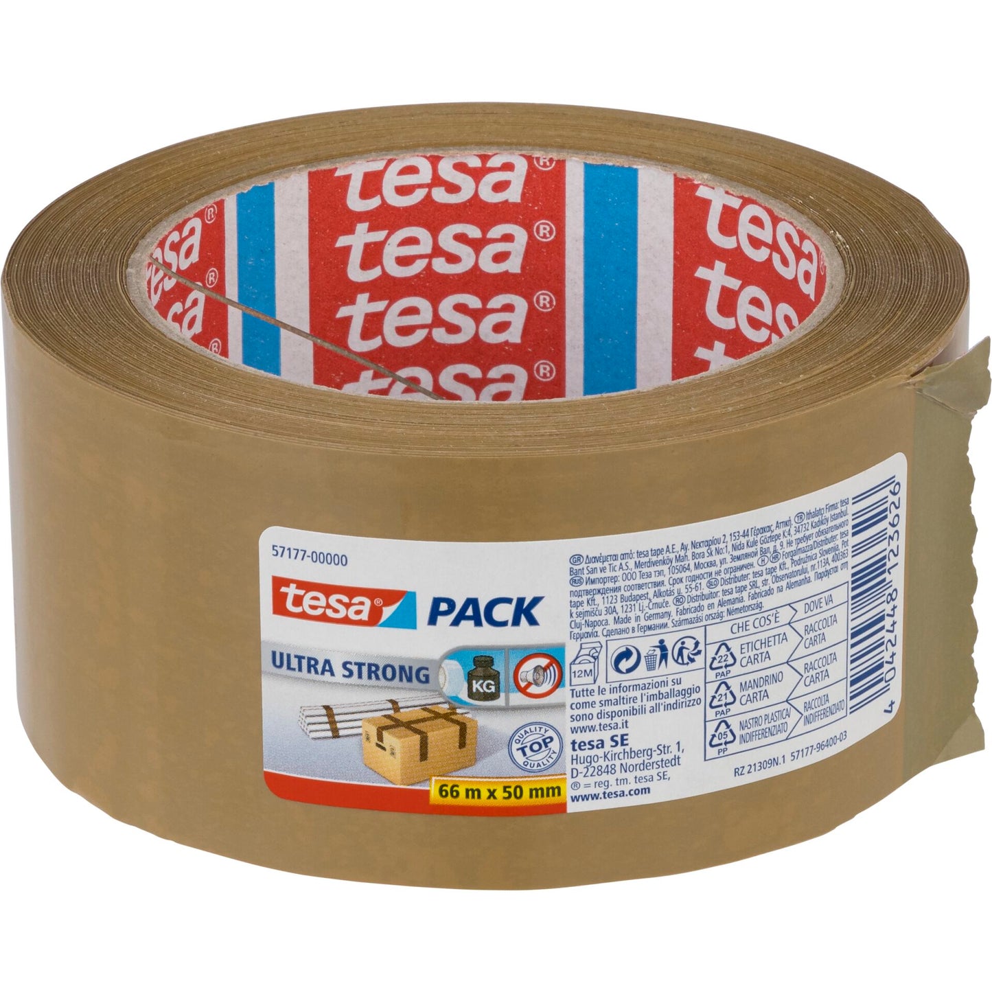 Tesa Packaging Tape 66m x 50mm Ultra strong brown 57177