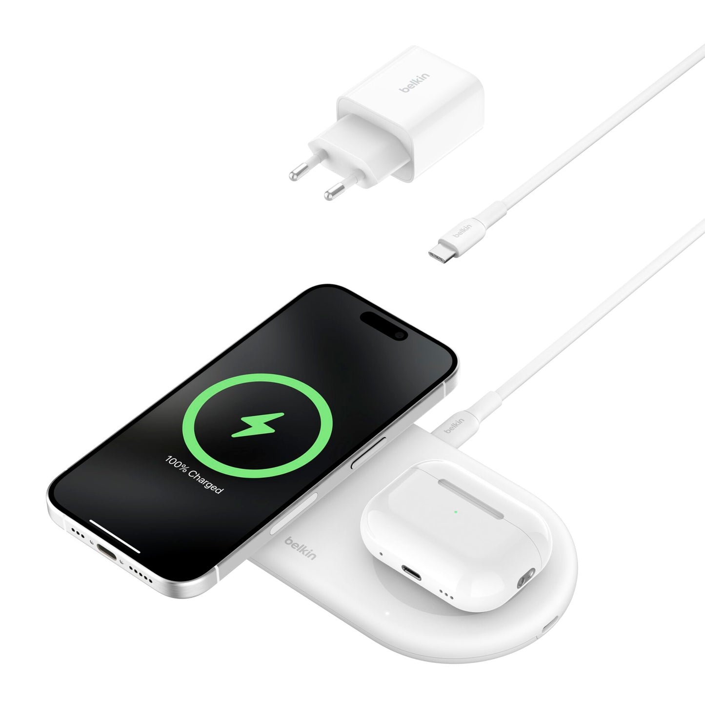 Helkin BOOST Charge Pro 2in1 Qi2 Charg.pad 15W mag.wh WIZ021vfWH