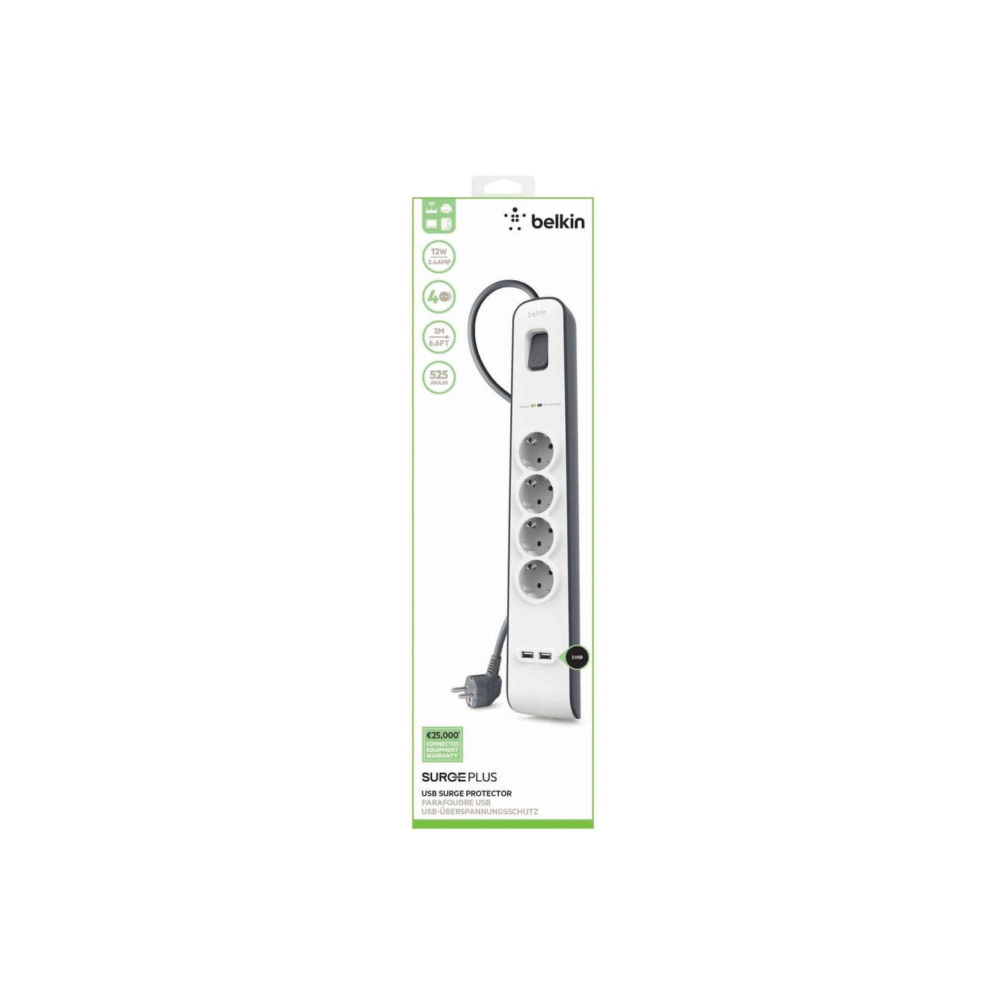 Belkin Surge Plus 4-fold incl. 2 x USB 2,4A