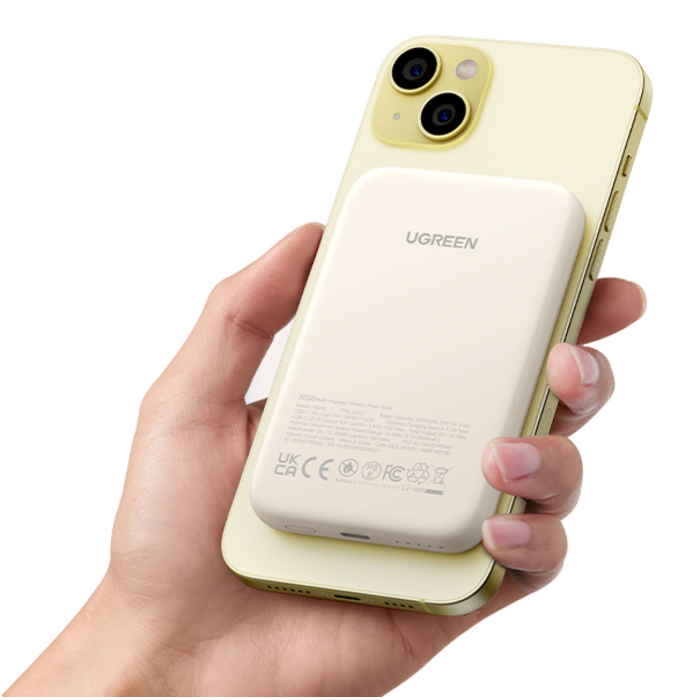 UGREEN 5000mAh Mini Powerbank Wireless 15W with MagSafe white